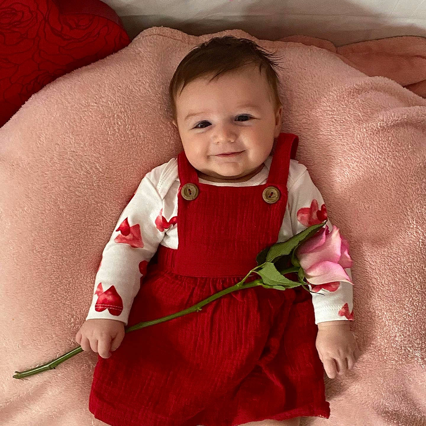 Delilah joined the competition — help win amazing prizes! baby, baby_toddler_clothing, cheek, collar, comfort, dress, eye, face, hair, happy, head, joy, linens, outerwear, person, pink, product, skin, sleeve, smile