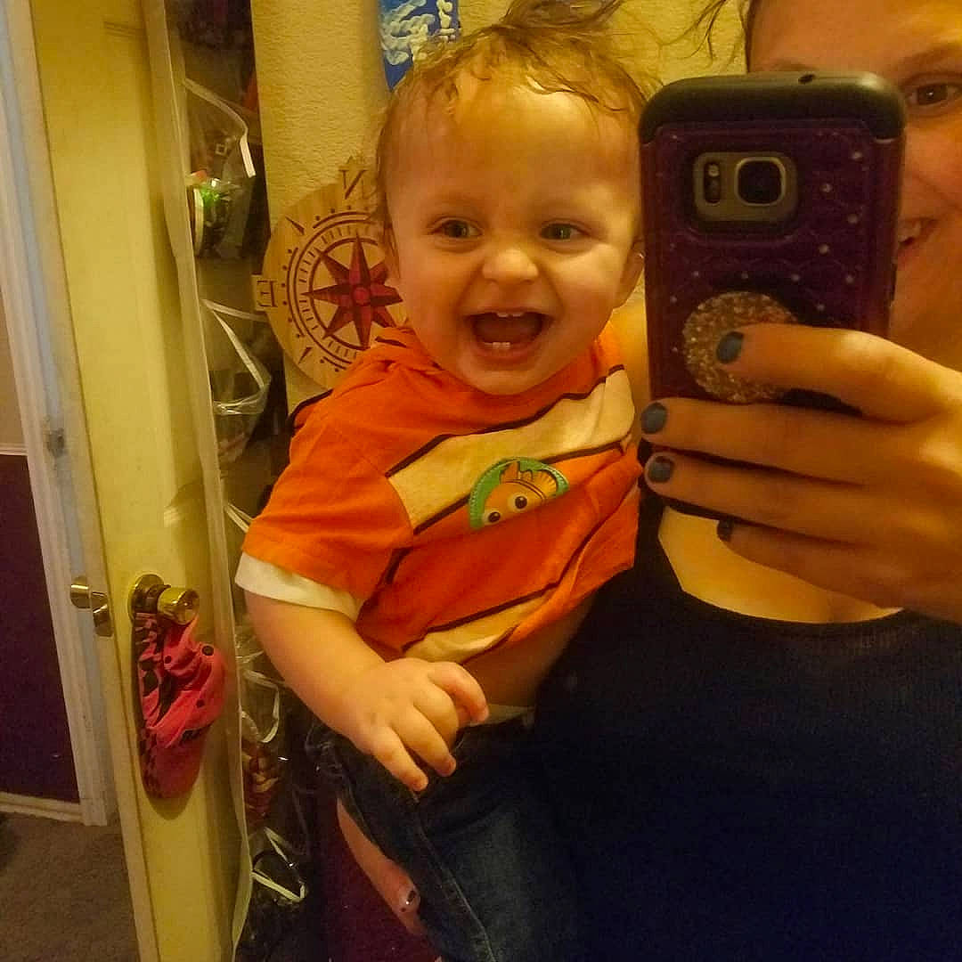 Sebastian joined the competition — help win amazing prizes! baby, blond, child, cool, electronic_device, face, finger, hairstyle, head, long_hair, mirror, person, photography, selfie, toddler