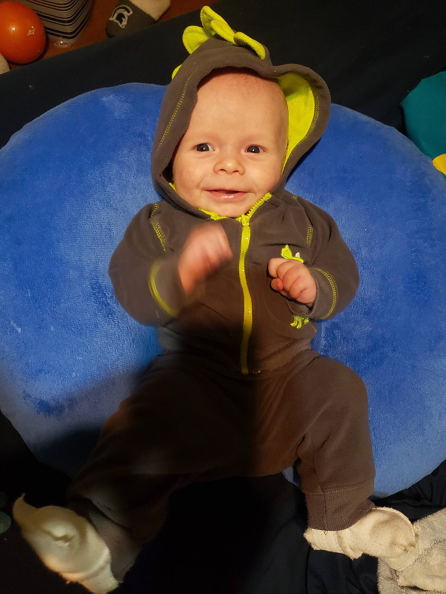 Zachery joined the competition — help win amazing prizes! baby, child, eye, fun, happy, head, person, sitting, smile, toddler, yellow