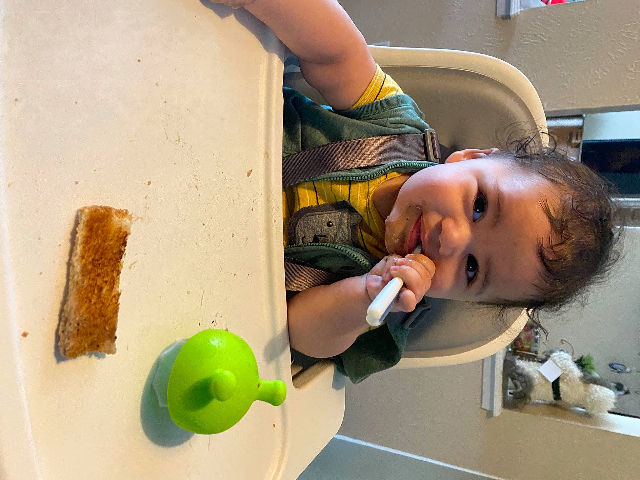 Fernando joined the competition — help win amazing prizes! baby, baby_playing_with_toys, chair, child, food, fun, happy, leisure, person, play, recipe, room, smile, toddler, toy, visual_arts, wood