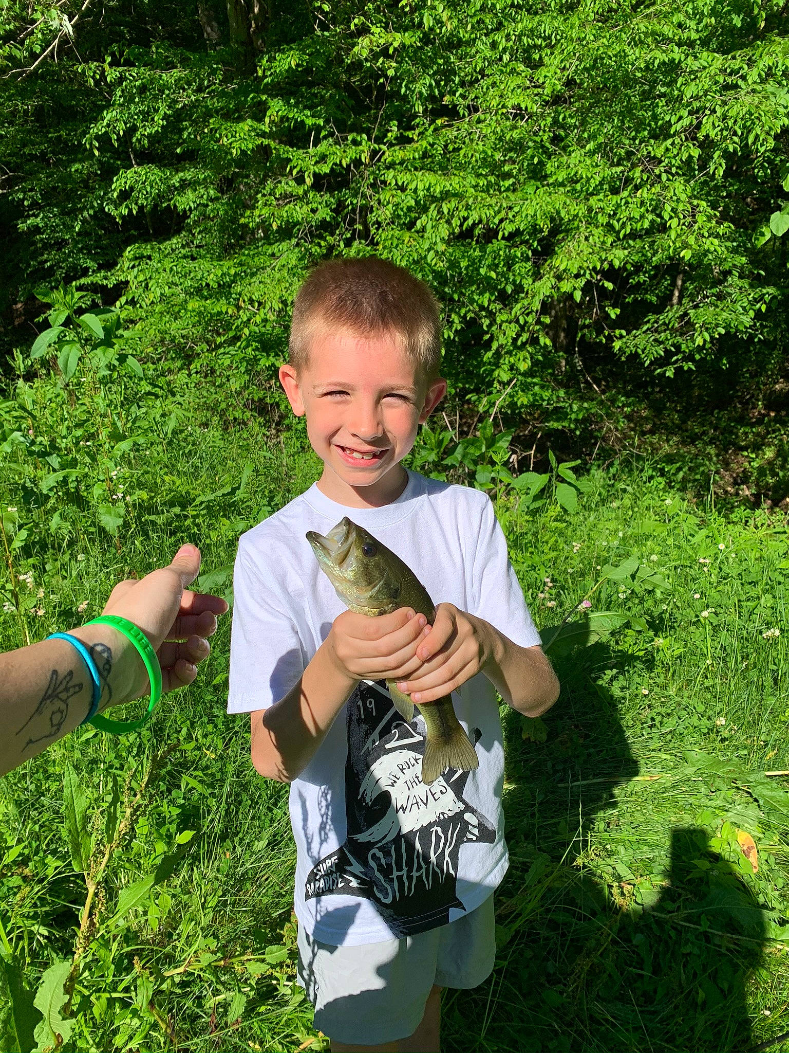 Cade joined the competition — help win amazing prizes! finger, gesture, grass, grass_family, grassland, groundcover, hand, happy, joy, lawn, meadow, people_in_nature, person, plant, shrub, sleeve, smile, t_shirt, terrestrial_plant, thumb