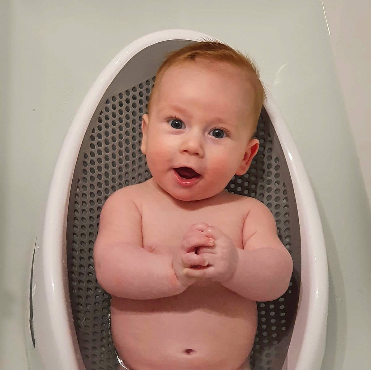 Fred joined the competition — help win amazing prizes! baby, baby_bathing, baby_toddler_clothing, bathing, bathroom, cheek, chest, child, comfort, finger, gesture, happy, mouth, nose, organ, person, plumbing_fixture, skin, smile, stomach