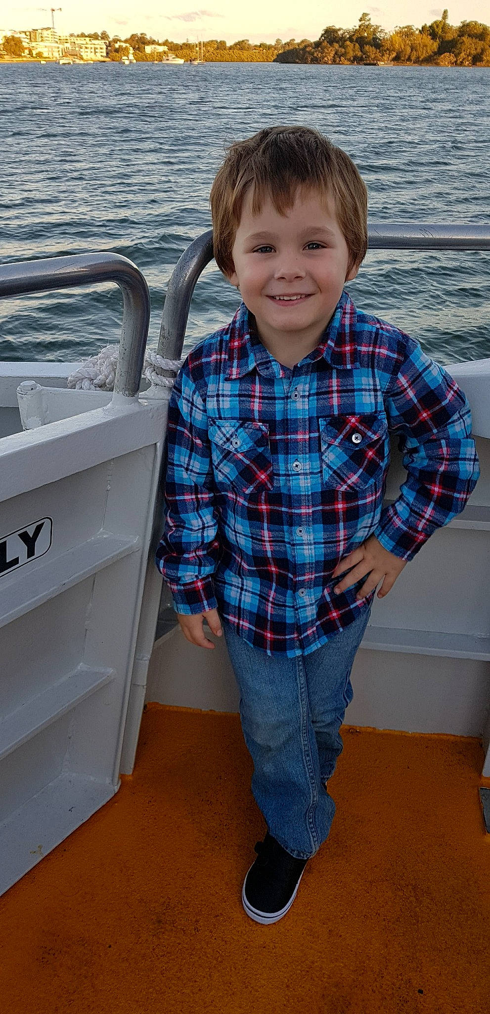 Jai joined the competition — help win amazing prizes! child, design, joy, outerwear, pattern, person, plaid, smile, standing, t_shirt, tartan