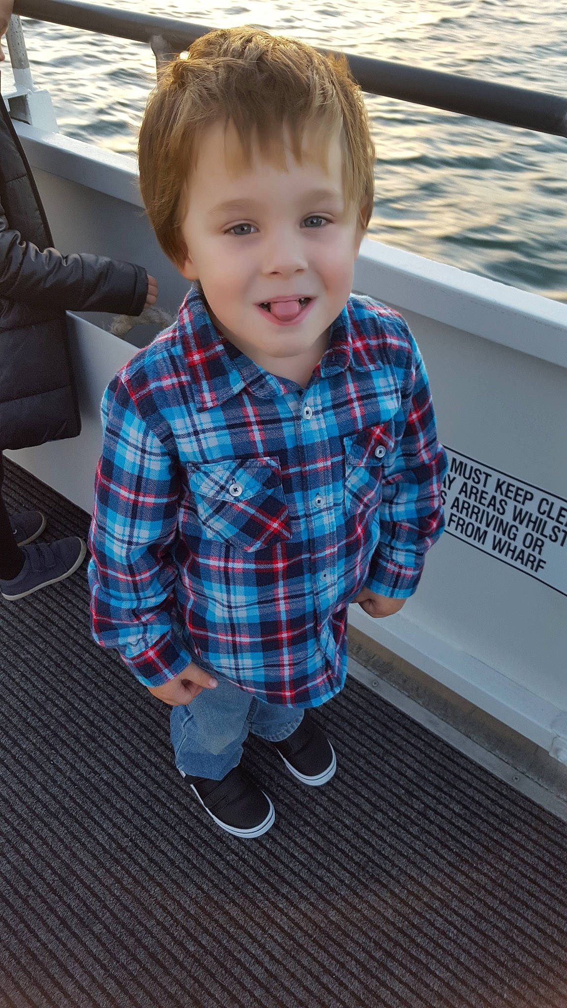 Jai joined the competition — help win amazing prizes! baby, cheek, child, child_model, design, joy, leg, outerwear, pattern, person, plaid, sitting, sleeve, smile, standing, t_shirt, tartan, textile, toddler, vacation