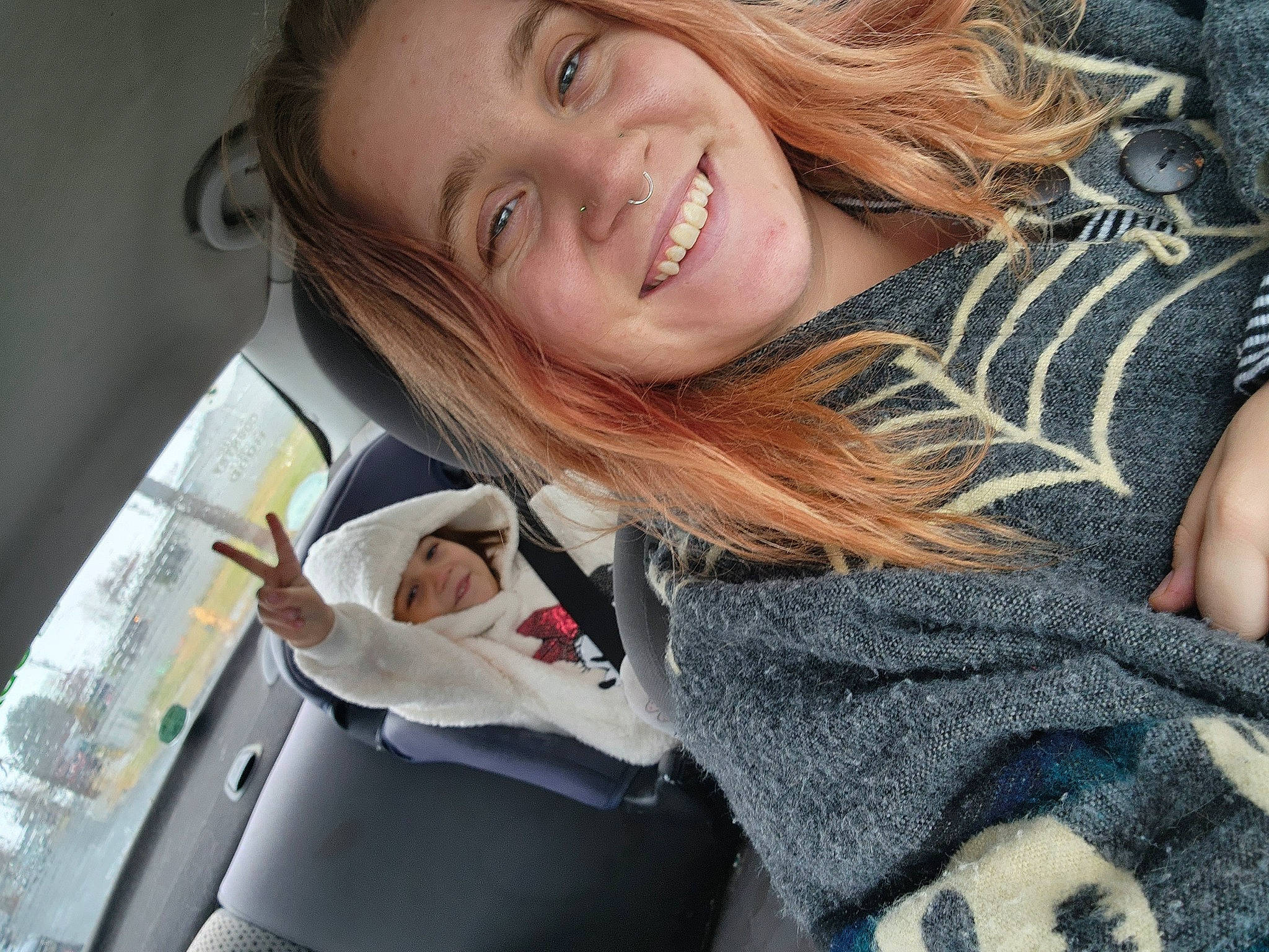 Dorothy joined the competition — help win amazing prizes! auto_part, blond, brown_hair, comfort, eyewear, finger, fur, gesture, happy, headwear, joy, layered_hair, long_hair, neck, person, personal_luxury_car, selfie, sitting, sleeve, smile