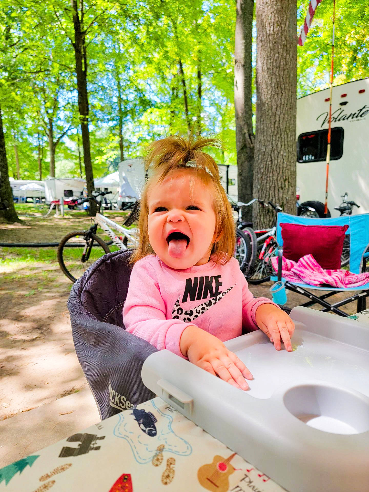 Brooklynn joined the competition — help win amazing prizes! baby, chair, child, event, fun, grass, happy, leisure, people, person, pink, plant, plate, recreation, summer, t_shirt, table, tire, toddler, tree