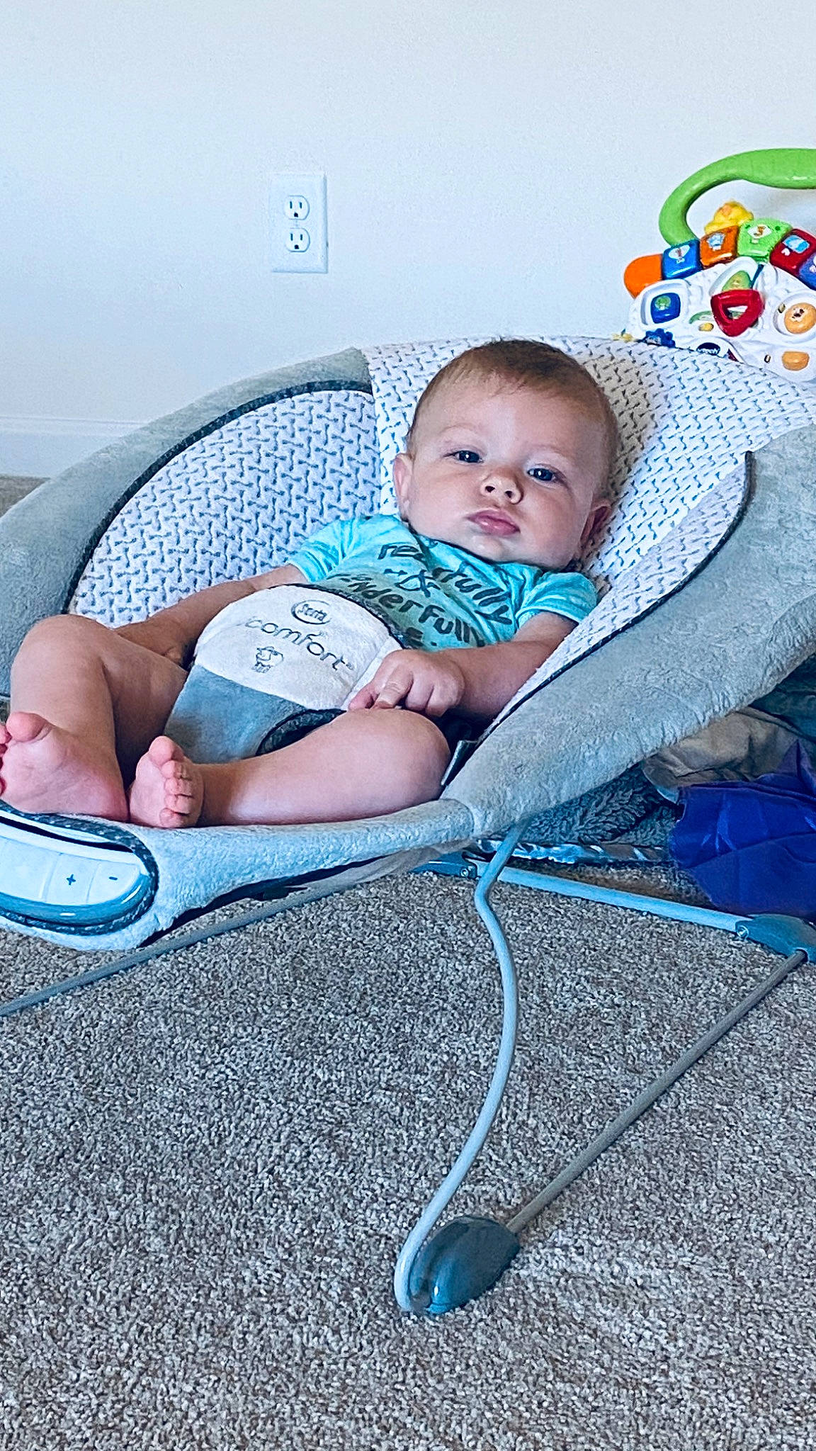 Jadon joined the competition — help win amazing prizes! azure, baby, baby_products, baby_sleeping, baby_toddler_clothing, beauty, blue, child, comfort, design, electric_blue, facial_expression, grass, happy, head, leisure, linens, person, sitting, skin