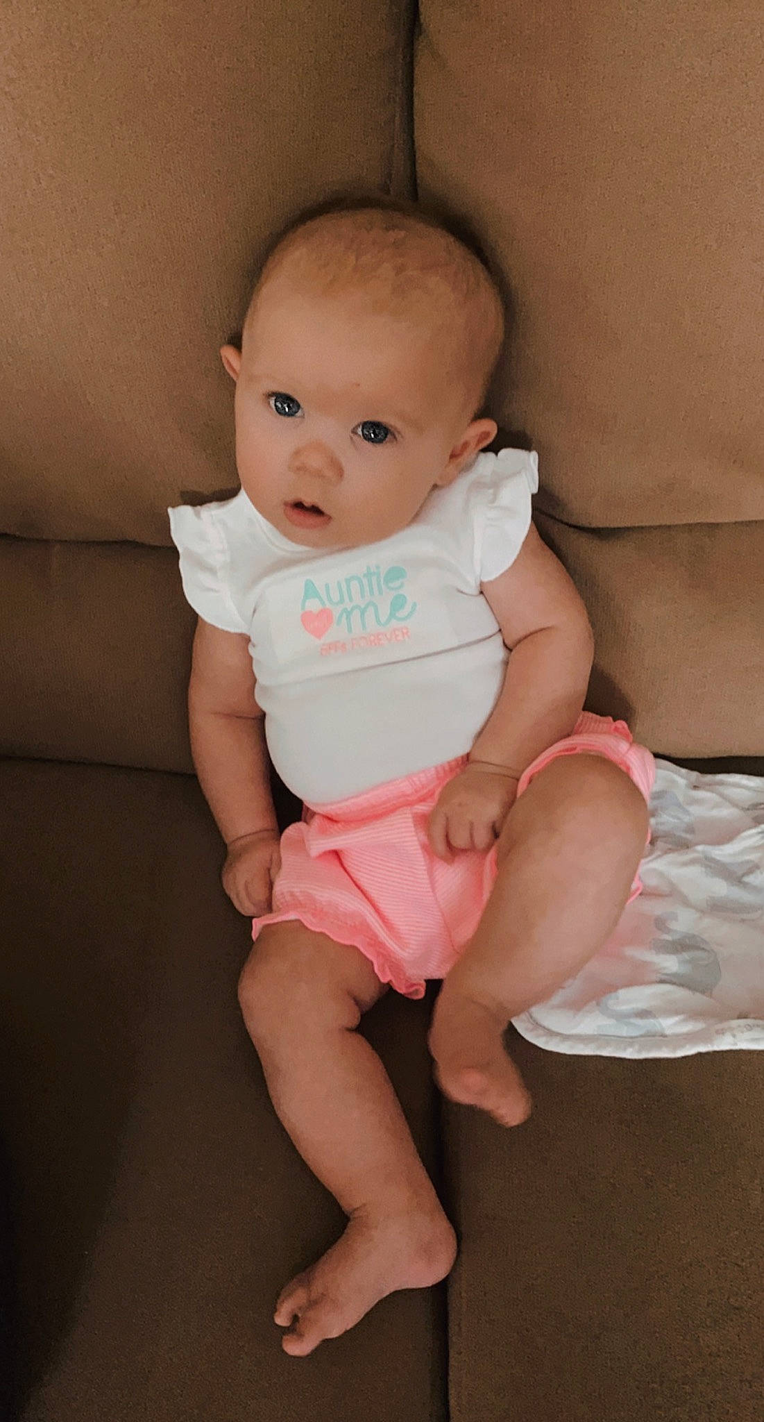Brynn joined the competition — help win amazing prizes! arm, baby, baby_toddler_clothing, cheek, chin, comfort, eye, face, finger, head, human_body, joint, knee, leg, lip, neck, person, shoulder, skin, stomach