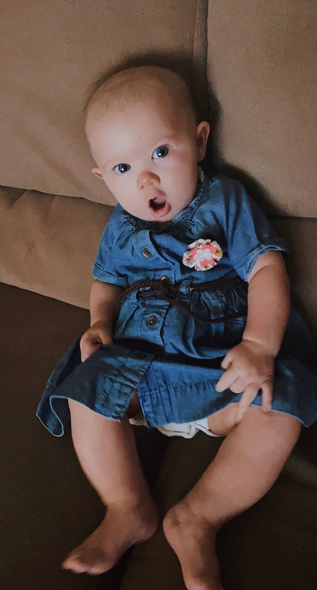Brynn is registered to the contest to win money with this photo: baby, baby_toddler_clothing, comfort, dress, eye, face, flash_photography, head, human_body, human_leg, iris, joint, leg, neck, person, skin, sleeve, t_shirt, thigh, toddler