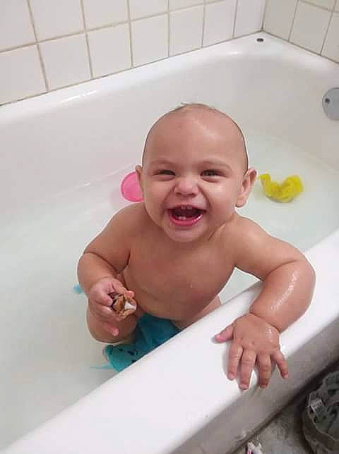 Cashton is registered to the contest to win money with this photo: baby, baby_bathing, baby_laughing, baby_products, bathing, bathtub, child, facial_expression, leisure, person, plumbing_fixture, product, skin, smile, toddler, washing