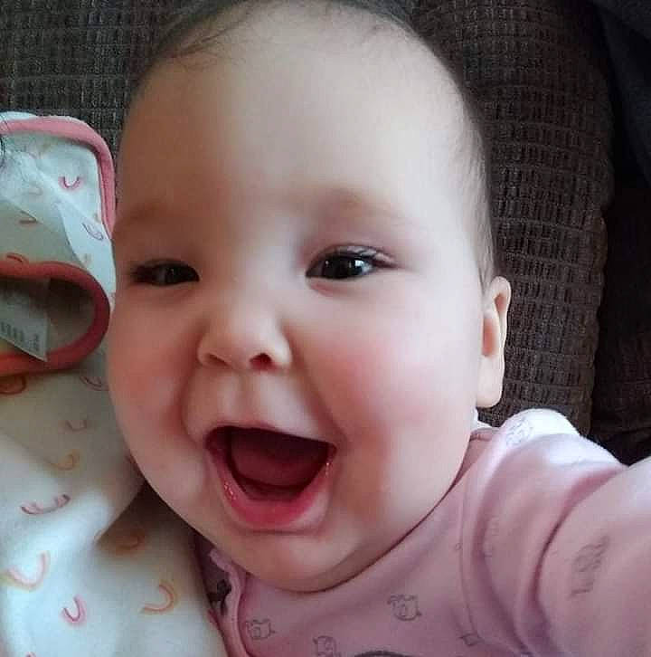 Emma joined the competition — help win amazing prizes! baby, cheek, chin, ear, eye, eyebrow, forehead, gesture, happy, iris, jaw, lip, mouth, neck, nose, person, skin, smile, tongue, tooth