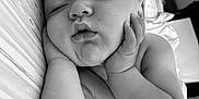 Lucien a rejoint le concours — aidez-le/la à gagner de superbes lots ! baby, sleeping, hands, face, infant, bed, blanket, pattern, black_and_white, skin, peaceful, resting, chubby, cute, portrait, indoors, closeup, naptime, calm, child