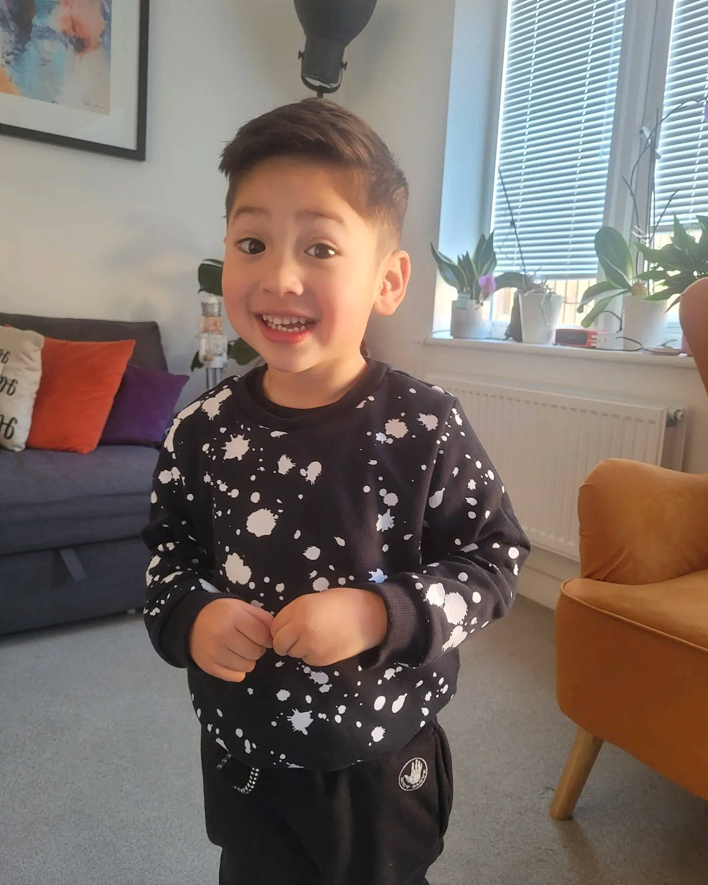 Rafael is registered to the contest to win money with this photo: baby_toddler_clothing, child, comfort, cool, couch, facial_expression, flooring, fun, happy, joy, neck, person, picture_frame, shoulder, sleeve, smile, t_shirt, toddler, trunk, waist
