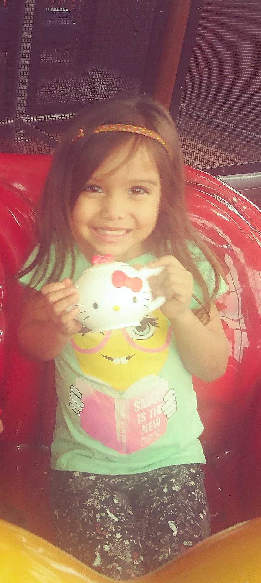 Evalyn joined the competition — help win amazing prizes! cheek, child, cool, emotion, eye, fun, girl, happiness, human_hair_color, joy, mouth, person, pink, play, product, red, skin, smile, sweetness, toddler