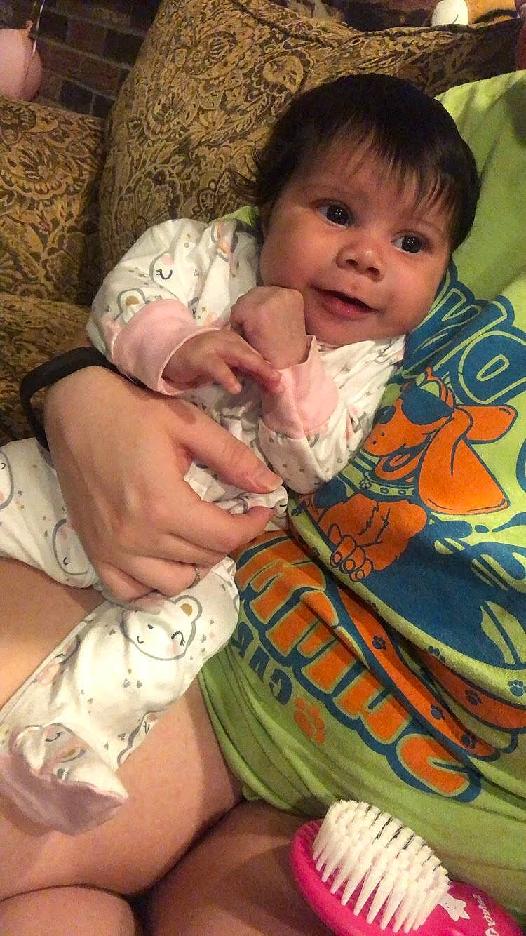 Kyla joined the competition — help win amazing prizes! abdomen, arm, baby, cheek, child, hand, mouth, nose, person, skin, smile, toddler