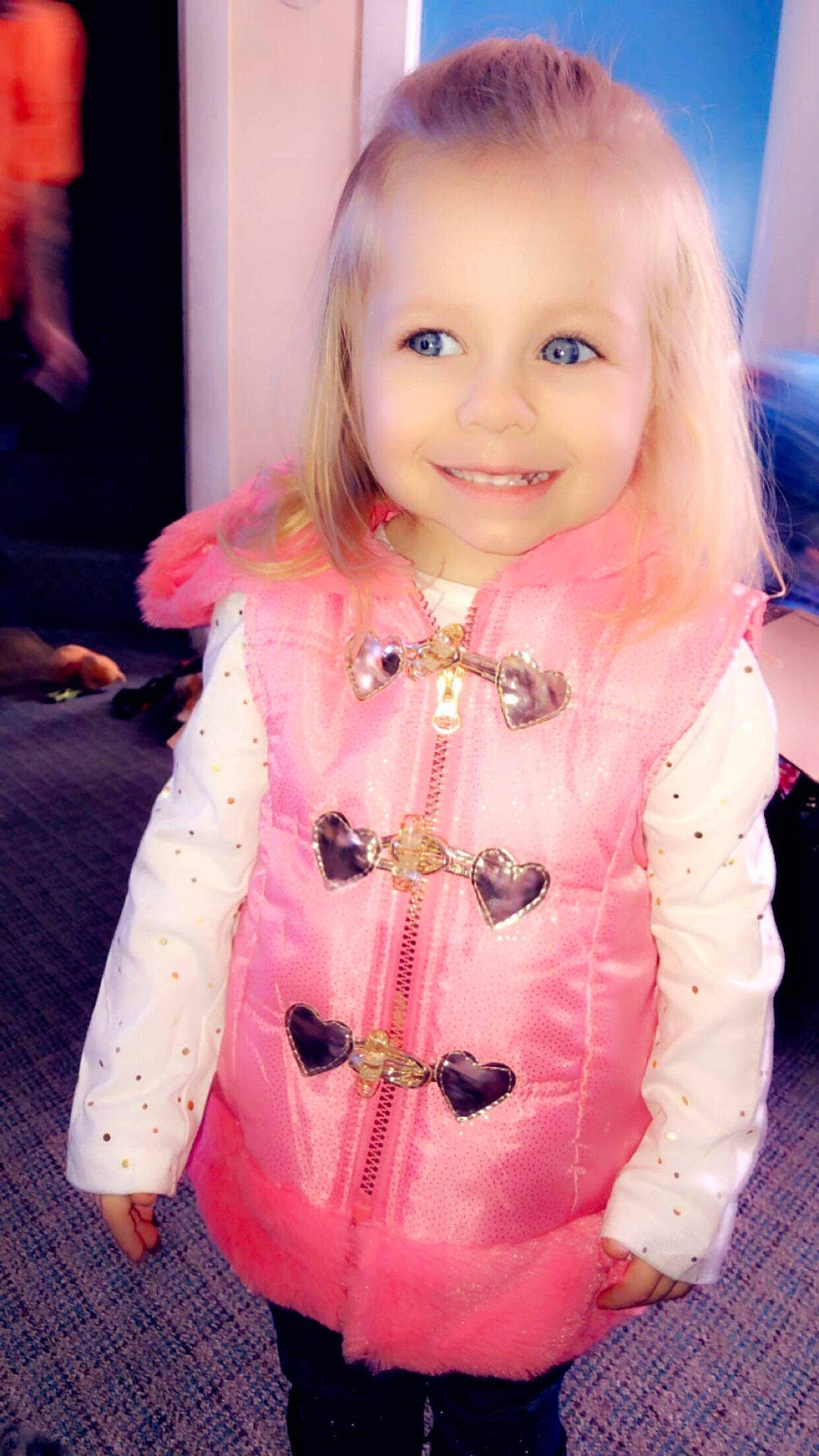 Gloriana joined the competition — help win amazing prizes! child, child_model, fun, fur, fur_clothing, girl, human_hair_color, joy, material, outerwear, person, pink, product, skin, smile, textile, toddler