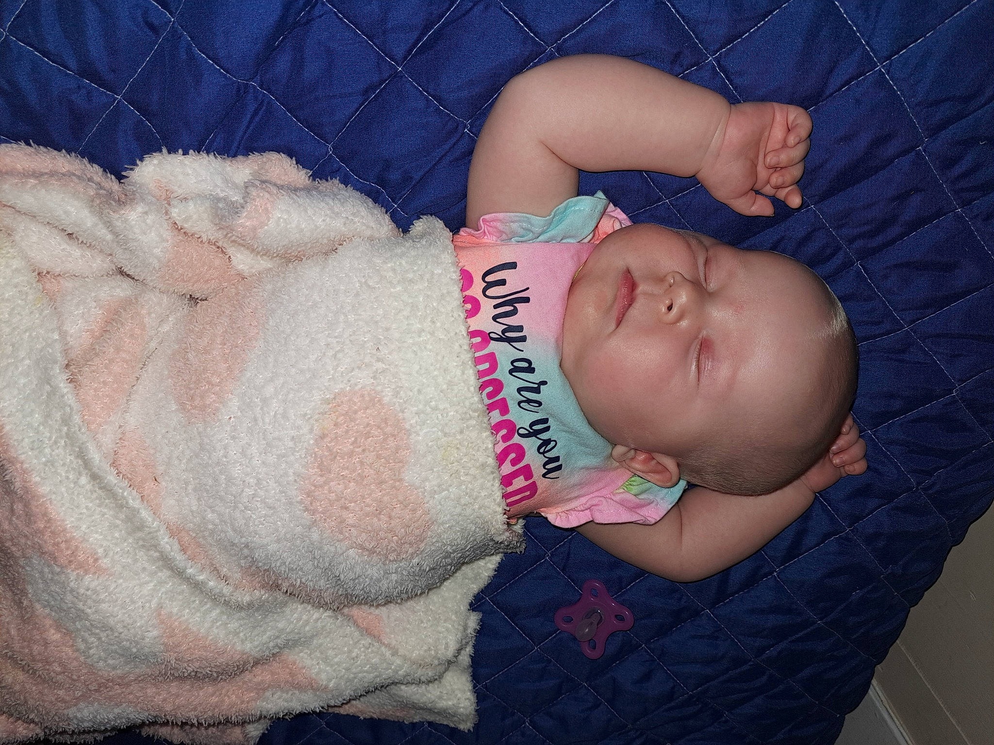 Charleigh joined the competition — help win amazing prizes! abdomen, arm, baby, baby_sleeping, baby_toddler_clothing, cheek, chest, comfort, eye, head, human_body, iris, mouth, nail, pattern, person, product, skin, stomach, toddler