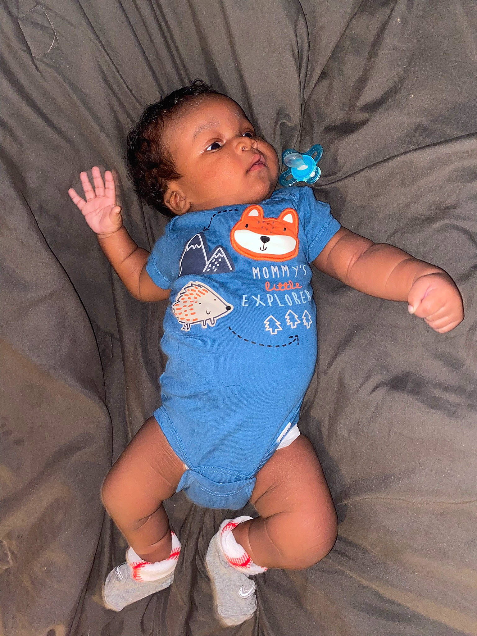 Khaiel joined the competition — help win amazing prizes! arm, azure, baby, baby_toddler_clothing, comfort, cool, eye, finger, hand, iris, joint, leg, mouth, organ, person, skin, sleeve, standing, t_shirt, textile