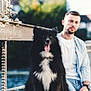 Nita participe au concours pour gagner de l'argent avec cette photo : adult, animal, blackhair, canine, clothing, dog, face, hair, head, jeans, male, man, pants, person, pet, photobombing, photography, portrait, sitting, sleeve