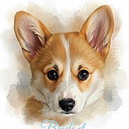 Bridget participe au concours pour gagner de l'argent avec cette photo : dog, corgi, puppy, portrait, watercolor, painting, ears, face, animal, pet, cute, art, illustration, fluffy, fur, expression, adorable, head, brown, white