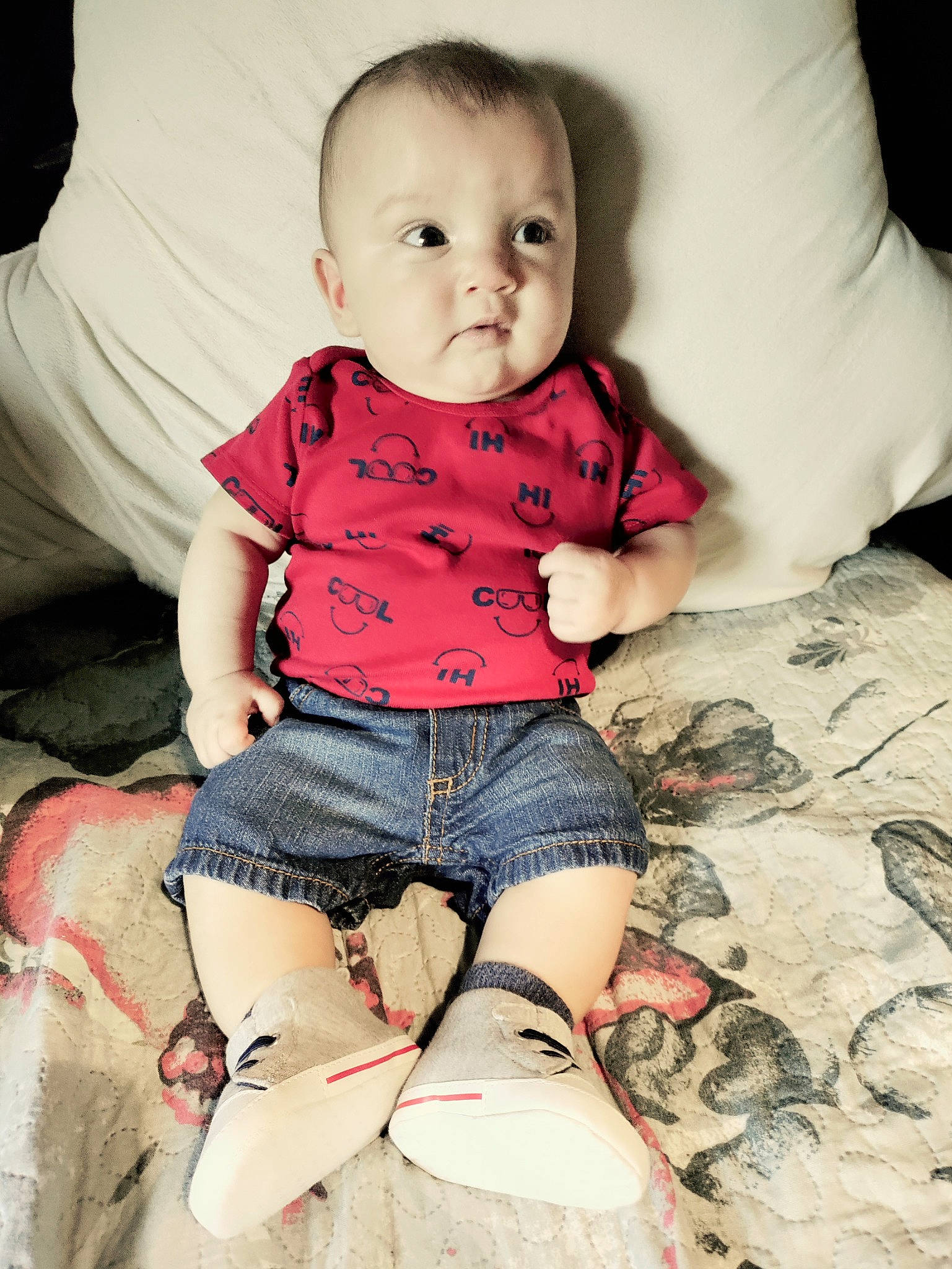 Dominik joined the competition — help win amazing prizes! arm, baby, baby_toddler_clothing, comfort, eye, face, facial_expression, finger, flash_photography, hairstyle, hand, happy, head, joint, leg, person, product, skin, sleeve, textile