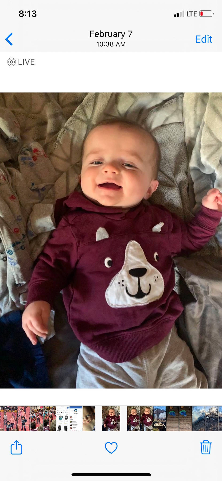 Barrett joined the competition — help win amazing prizes! baby, baby_laughing, baby_products, cheek, child, hoodie, nose, outerwear, person, product, sleeve, smile, t_shirt, toddler