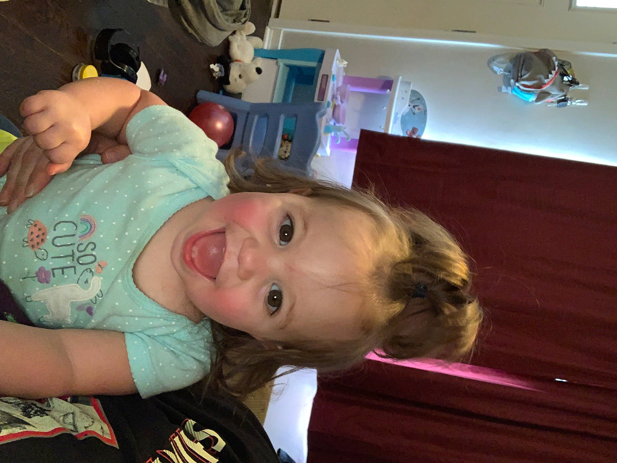 Madison is registered to the contest to win money with this photo: baby, baby_toddler_clothing, cheek, chest, child, chin, ear, eyebrow, eyelash, fun, happy, iris, mouth, neck, nose, person, room, skin, smile, toddler