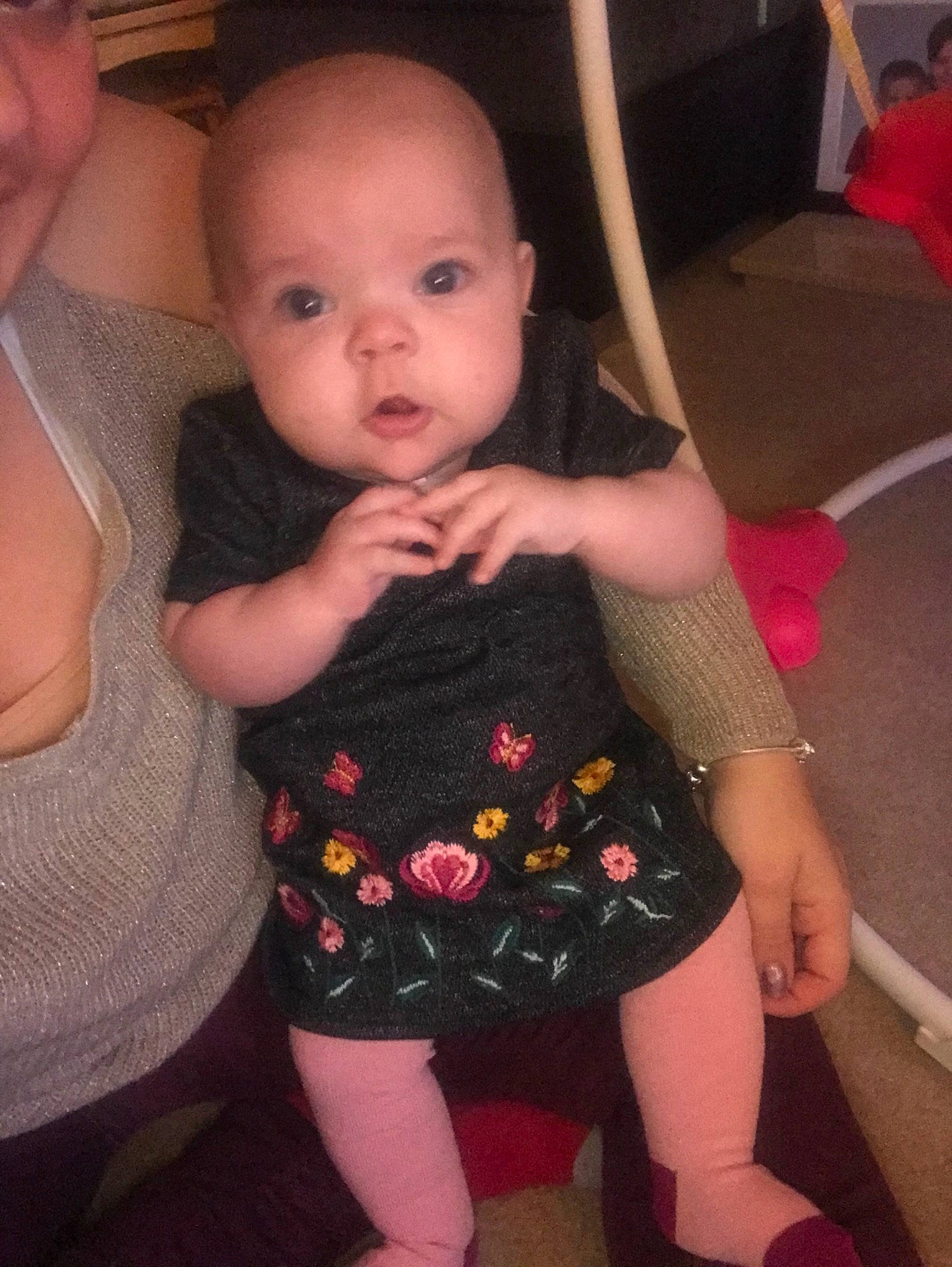 Chloe joined the competition — help win amazing prizes! arm, baby, baby_products, baby_toddler_clothing, cheek, child, eye, finger, joint, leg, person, pink, product, skin, thumb, toddler