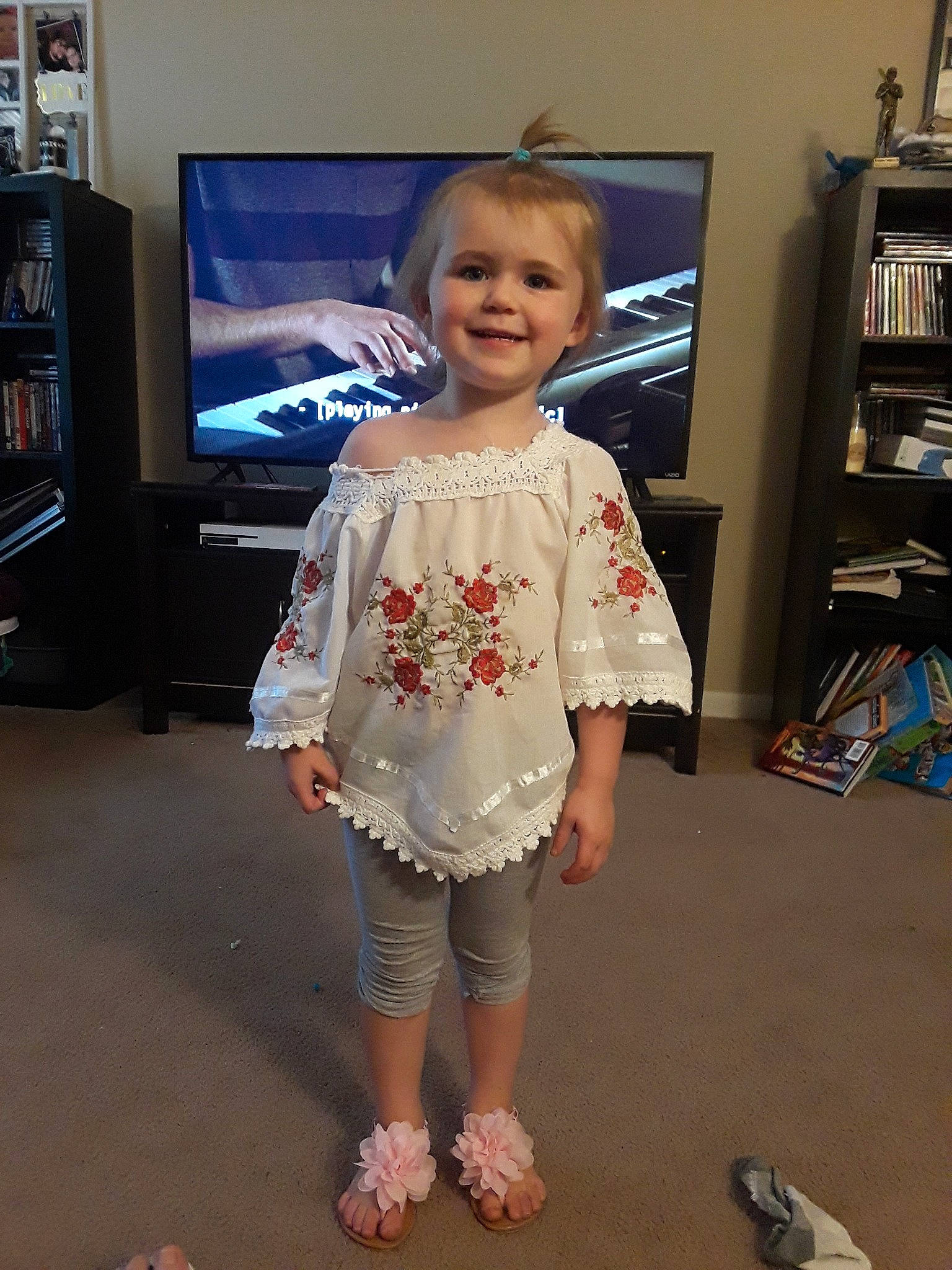 Lilyanne joined the competition — help win amazing prizes! child, clothing, costume, day, dress, girl, jeans, joy, outerwear, pattern, person, product, shoulder, sleeve, standing, textile, toddler