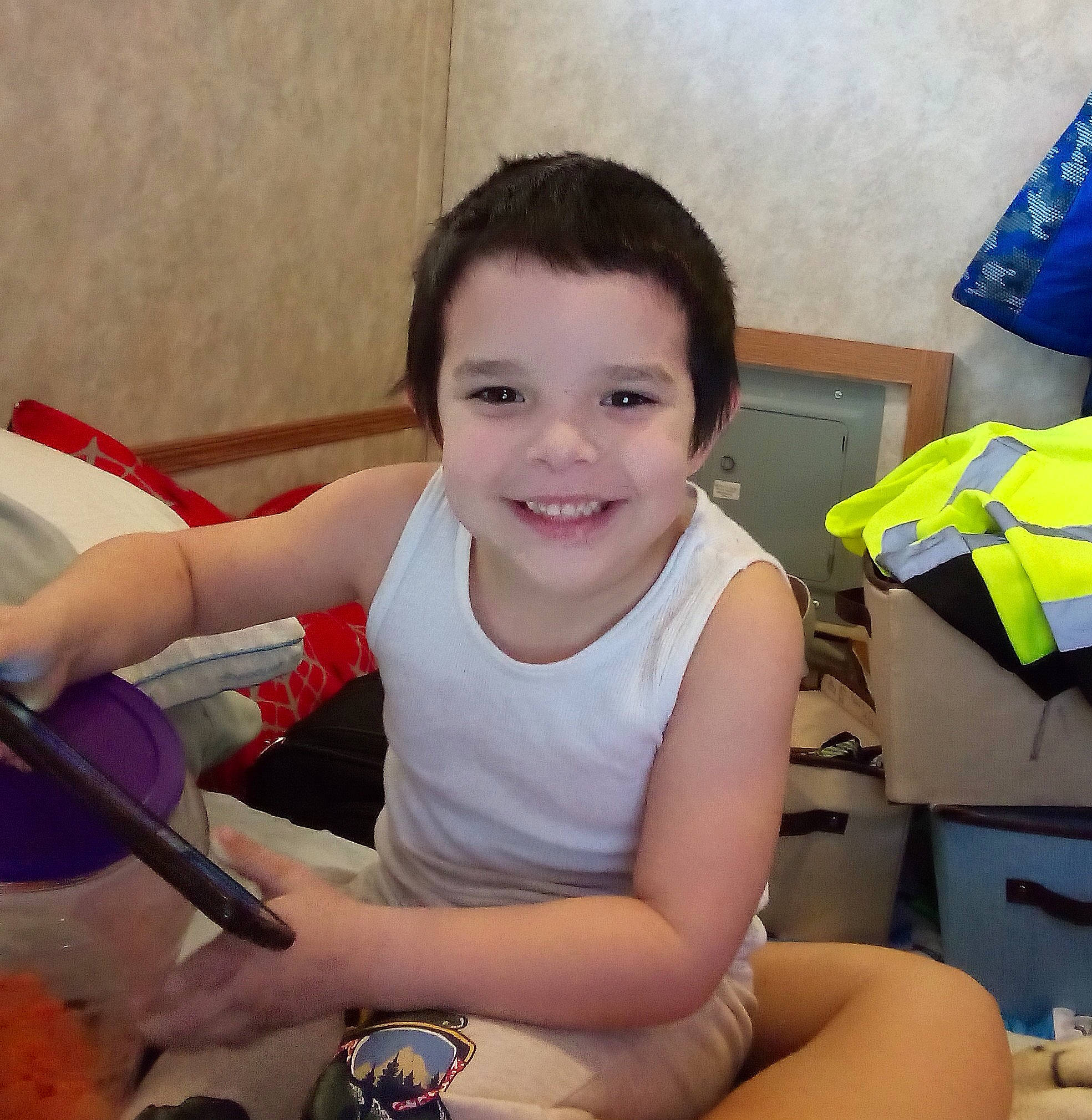 Jesse joined the competition — help win amazing prizes! chair, chest, child, elbow, flooring, fun, happy, human_leg, joy, knee, lap, leisure, person, play, room, sitting, smile, t_shirt, thigh, thumb