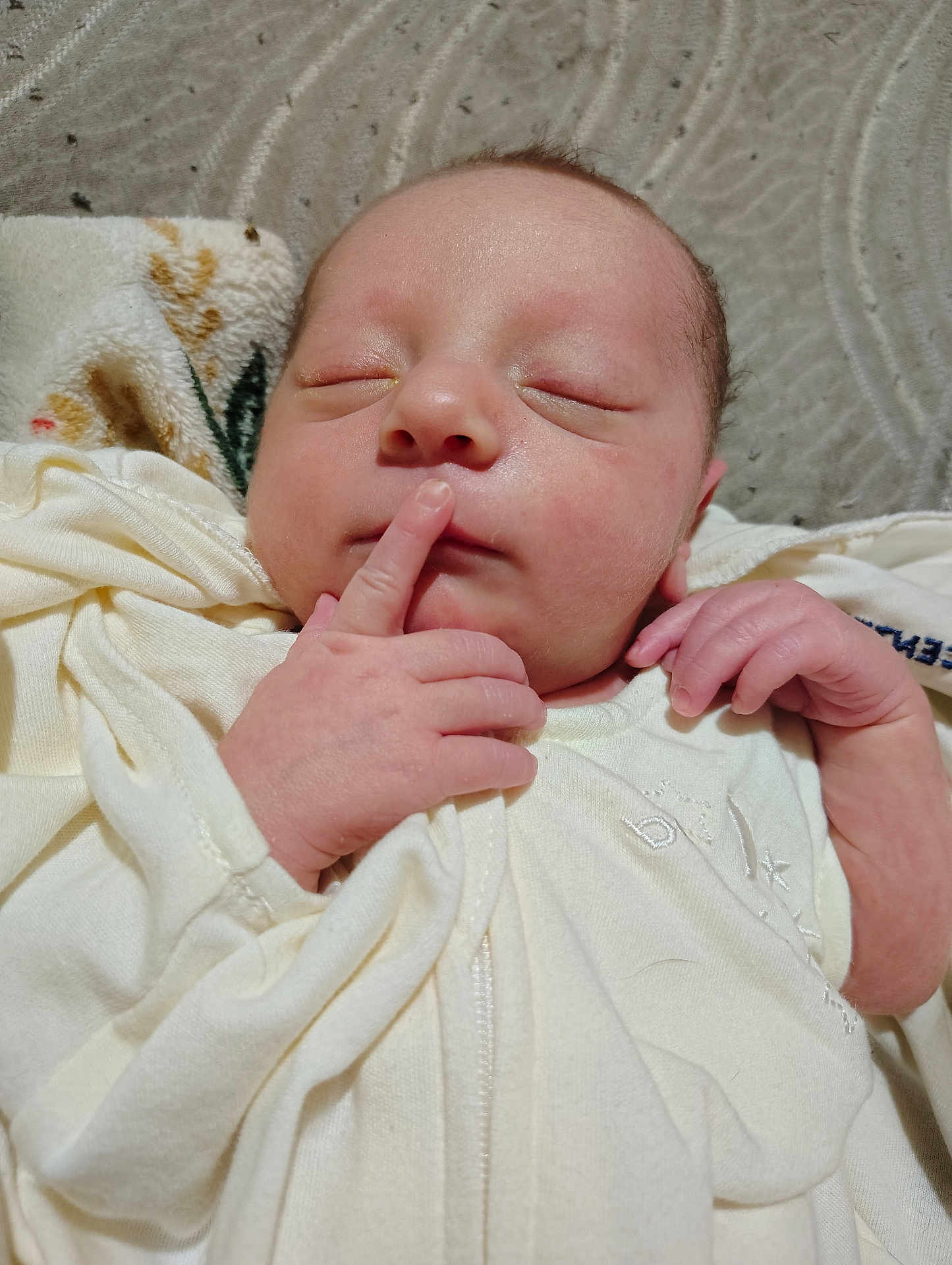 Olyvia joined the competition — help win amazing prizes! newborn, baby, sleeping, finger, hand, face, infant, skin, clothing, blanket, cute, peaceful, portrait, closeup, soft, young, child, indoors, rest, quiet