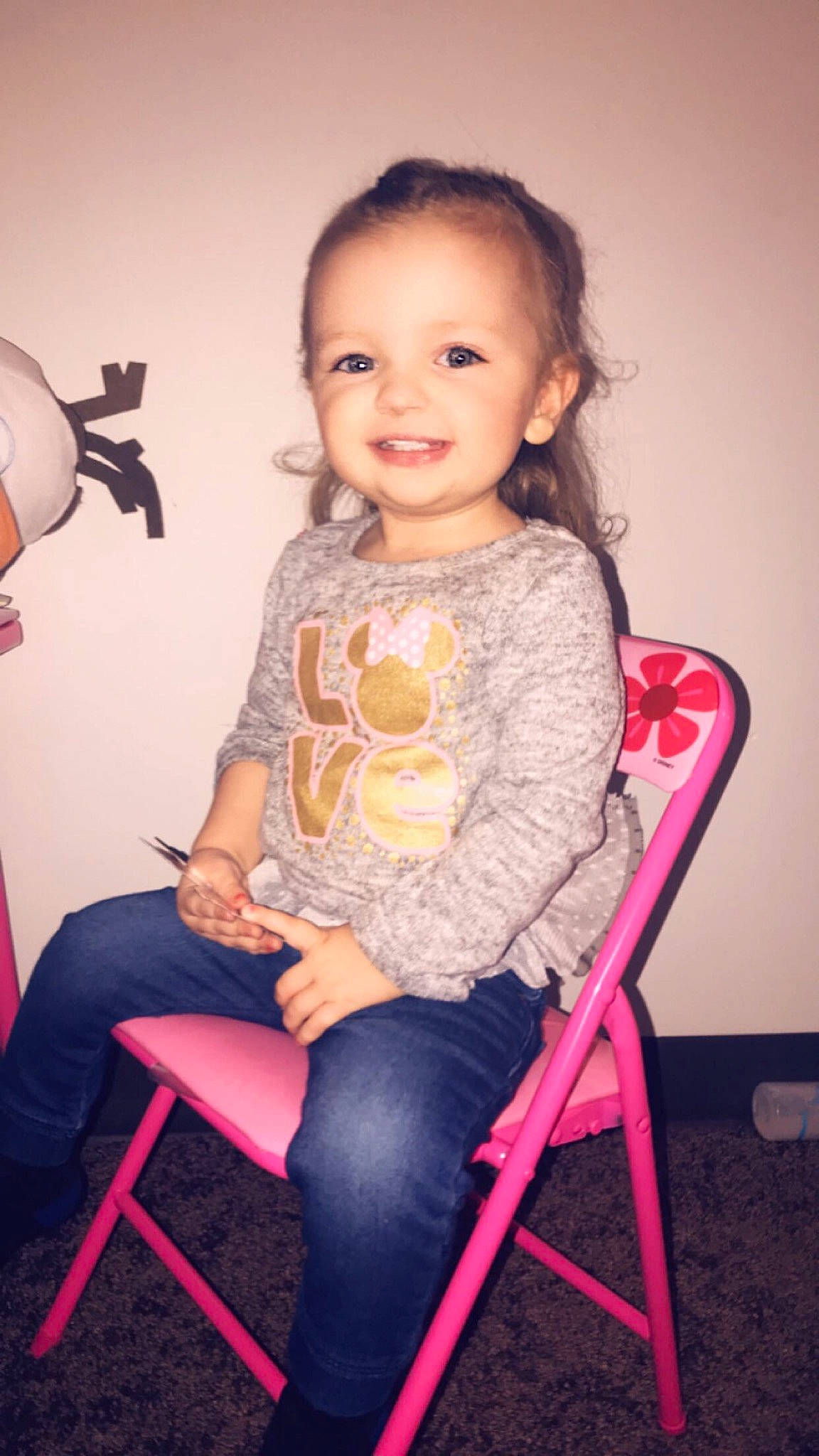 Rylee Cook joined the competition — help win amazing prizes! chair, child, child_model, furniture, joy, leg, person, pink, sitting, toddler