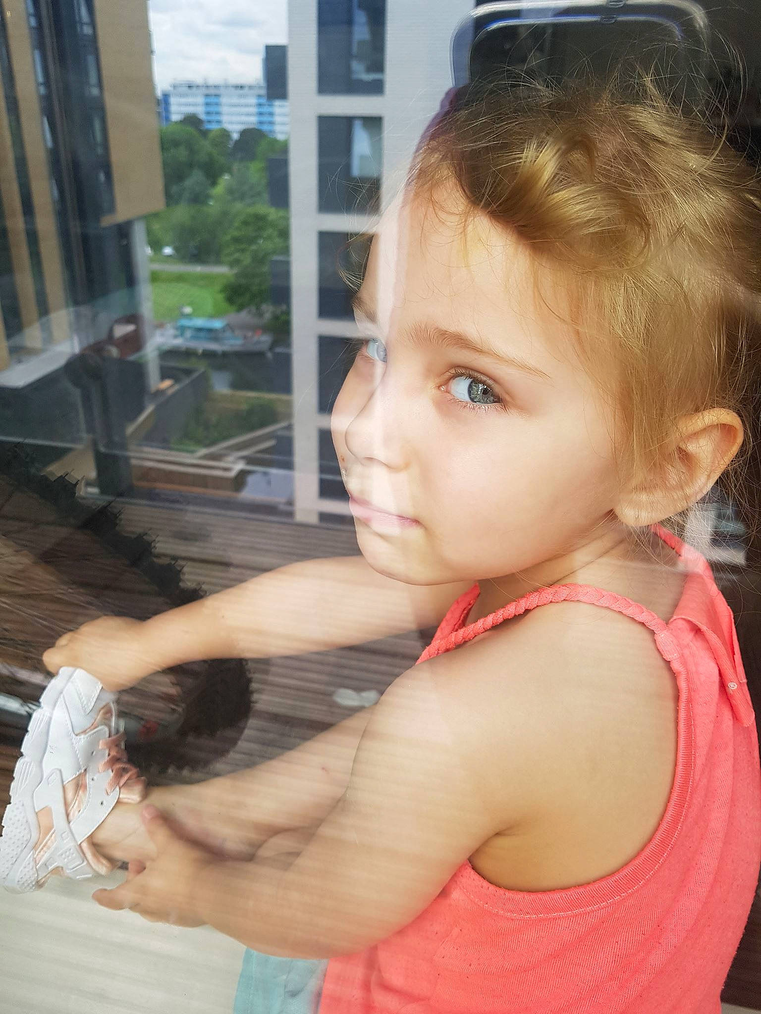 Aleesha joined the competition — help win amazing prizes! arm, blond, brown_hair, cheek, child, ear, eye, face, fun, girl, hair, hairstyle, hand, head, human_hair_color, neck, person, shoulder, skin, toddler