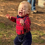 Jasper joined the competition — help win amazing prizes! bow_tie, boy, casual_clothing, child, emotion, face, footwear, grass, happy, laughing, nature, outdoor, pants, person, plaid_shirt, shirt, standing, sunlight, suspenders, toddler