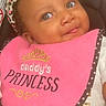 accessory, baby, baby_girl, car_seat, child, closeup, clothing, cute, daddy's_princess, face, happy, headband, infant, infant_fashion, leopard_print, person, pink_bib, portrait, smiling, tongue_out