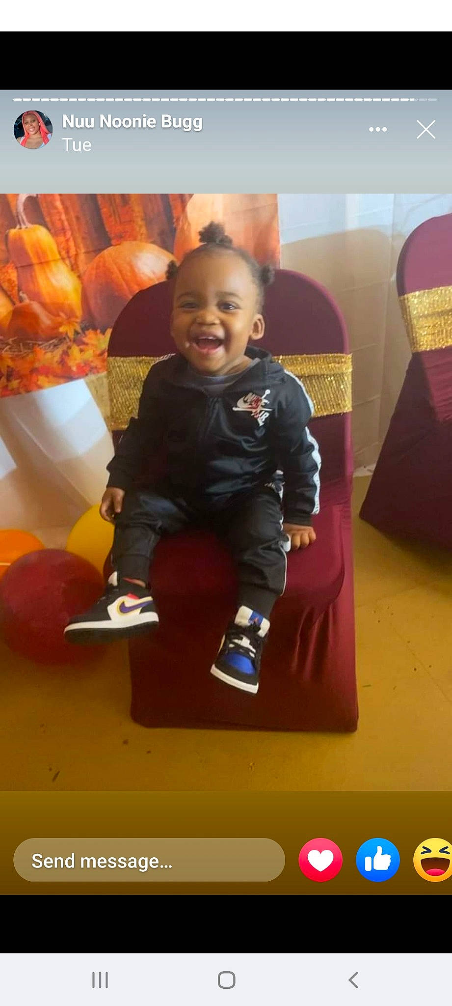 Da' Mori is registered to the contest to win money with this photo: art, baby, calabaza, child, cucurbita, flooring, fruit, fun, gourd, headwear, joy, natural_foods, orange, person, produce, pumpkin, sitting, smile, standing, toddler