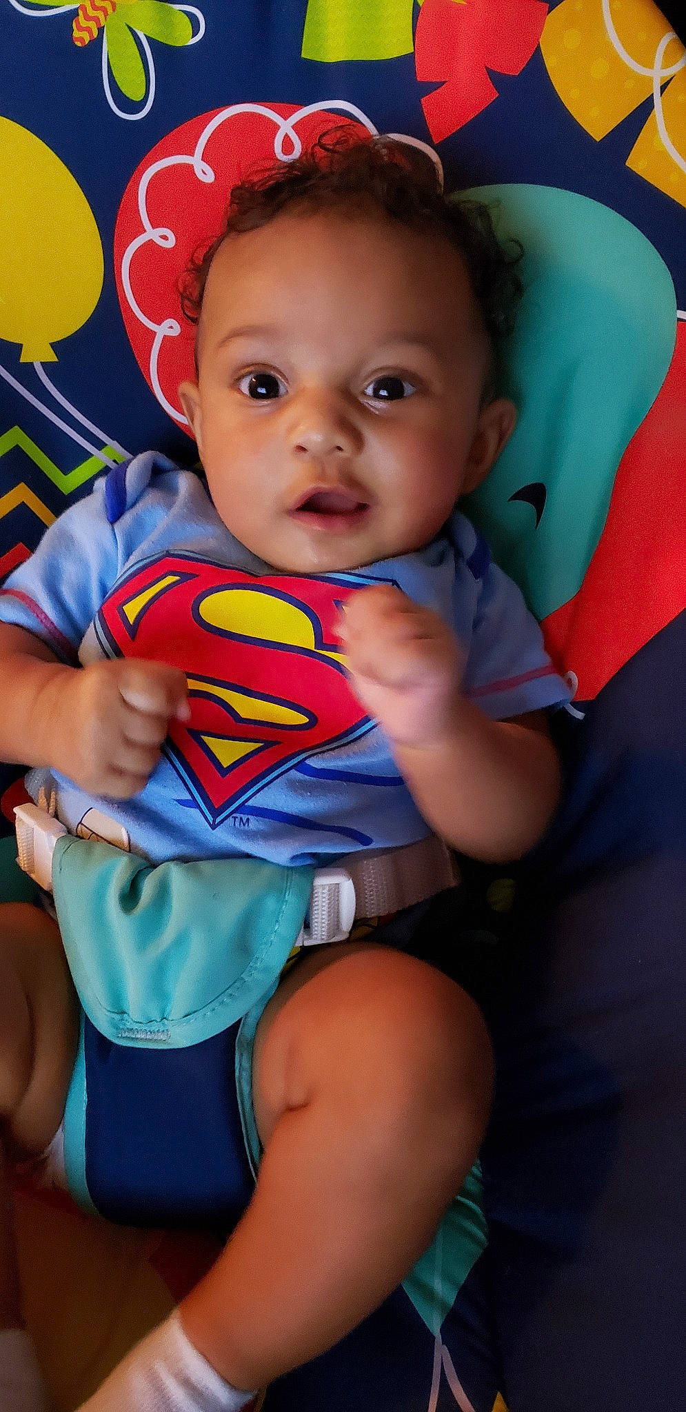Kal-el is registered to the contest to win money with this photo: baby, baby_products, cheek, child, fictional_character, justice_league, mouth, person, play, product, skin, smile, superhero, superman, textile, toddler