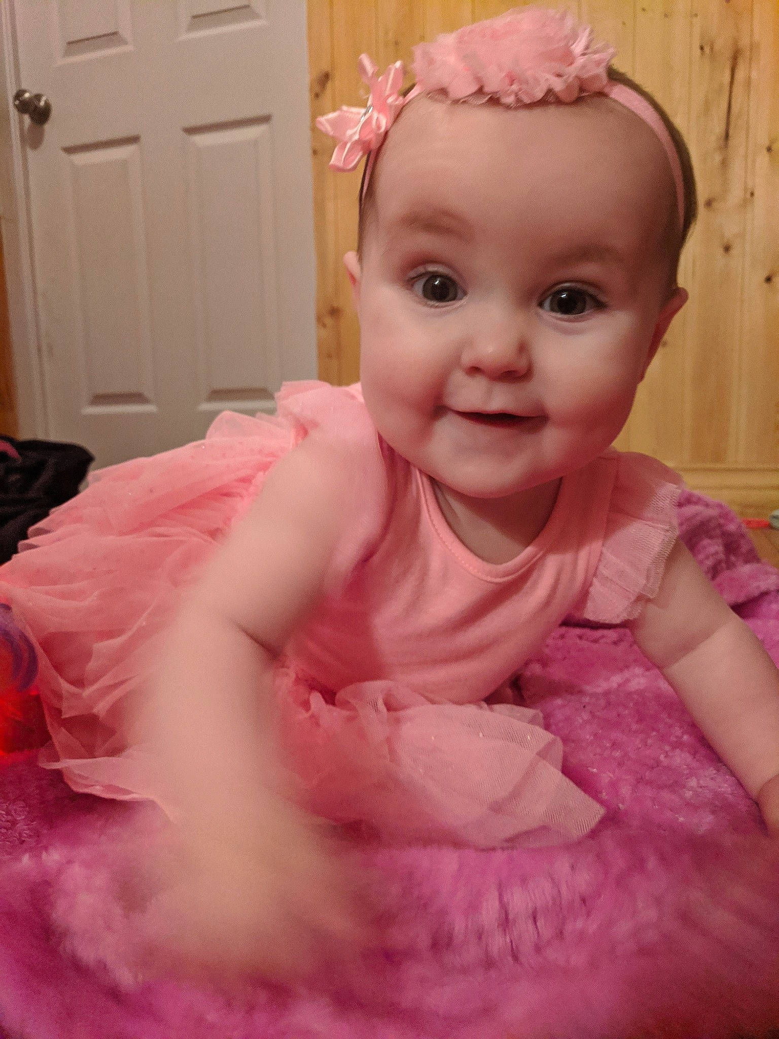 Adelaide joined the competition — help win amazing prizes! baby, baby_toddler_clothing, ballet_tutu, cheek, child, clothing, costume, dress, eye, face, hair_accessory, head, headband, headgear, iris, lip, person, pink, skin, smile