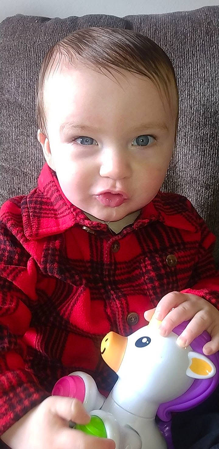 Danny joined the competition — help win amazing prizes! baby_toddler_clothing, beauty, coffee_cup, cup, drinkware, finger, flash_photography, lip, nose, organ, pattern, person, pink, plaid, skin, sleeve, tartan, textile, toddler, toy