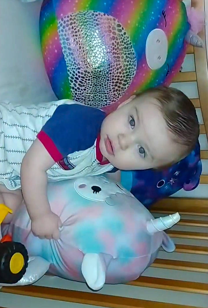 Danny joined the competition — help win amazing prizes! baby, baby_toddler_clothing, cheek, child, circle, electric_blue, fashion_accessory, fun, happy, leisure, magenta, pattern, person, play, room, sitting, smile, toddler, visual_arts