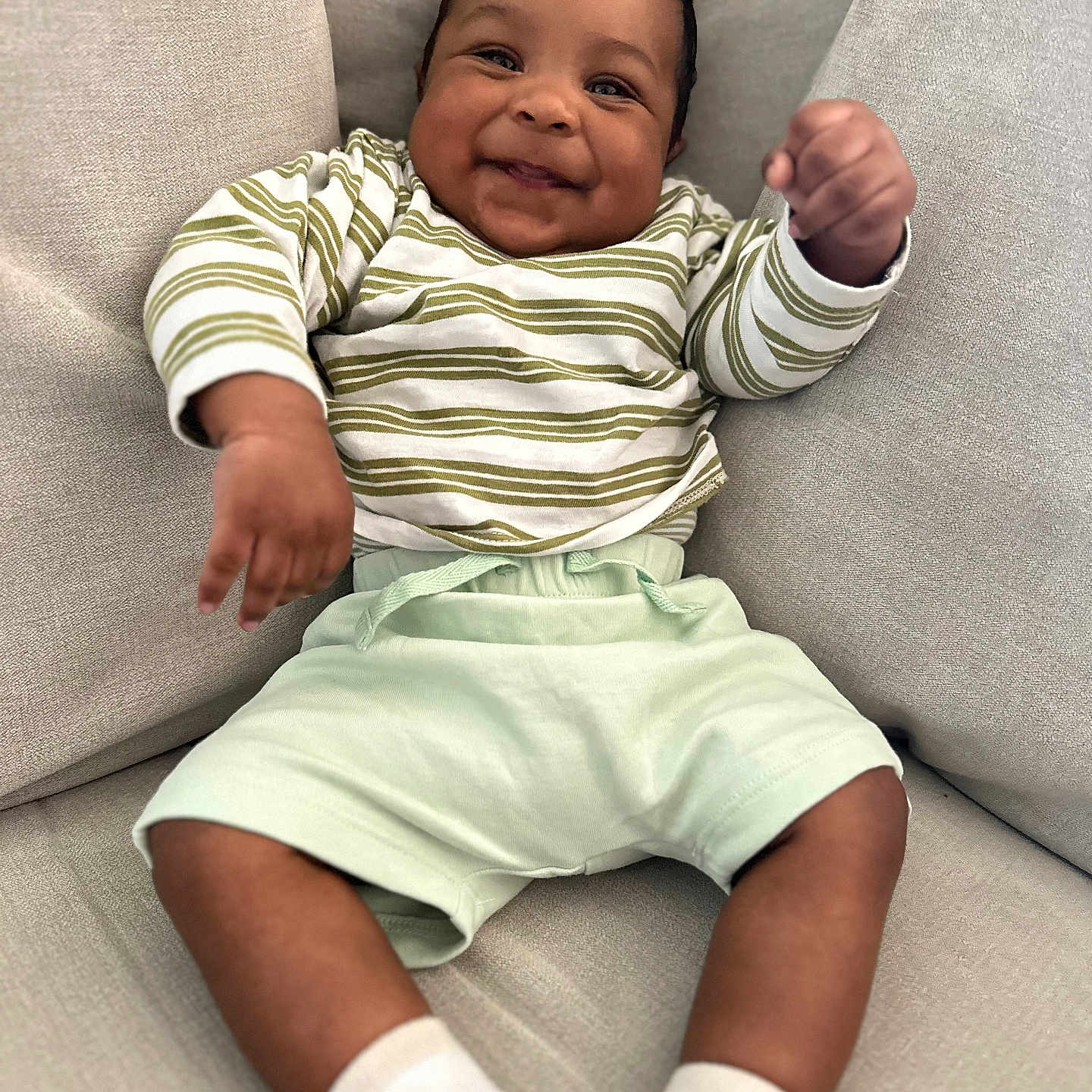 Jazz joined the competition — help win amazing prizes! baby, babylaughing, bodypart, clothing, face, finger, hand, happy, head, hosiery, laughing, person, photography, portrait, shorts, sitting, sleeve, smile, sock, triumphant