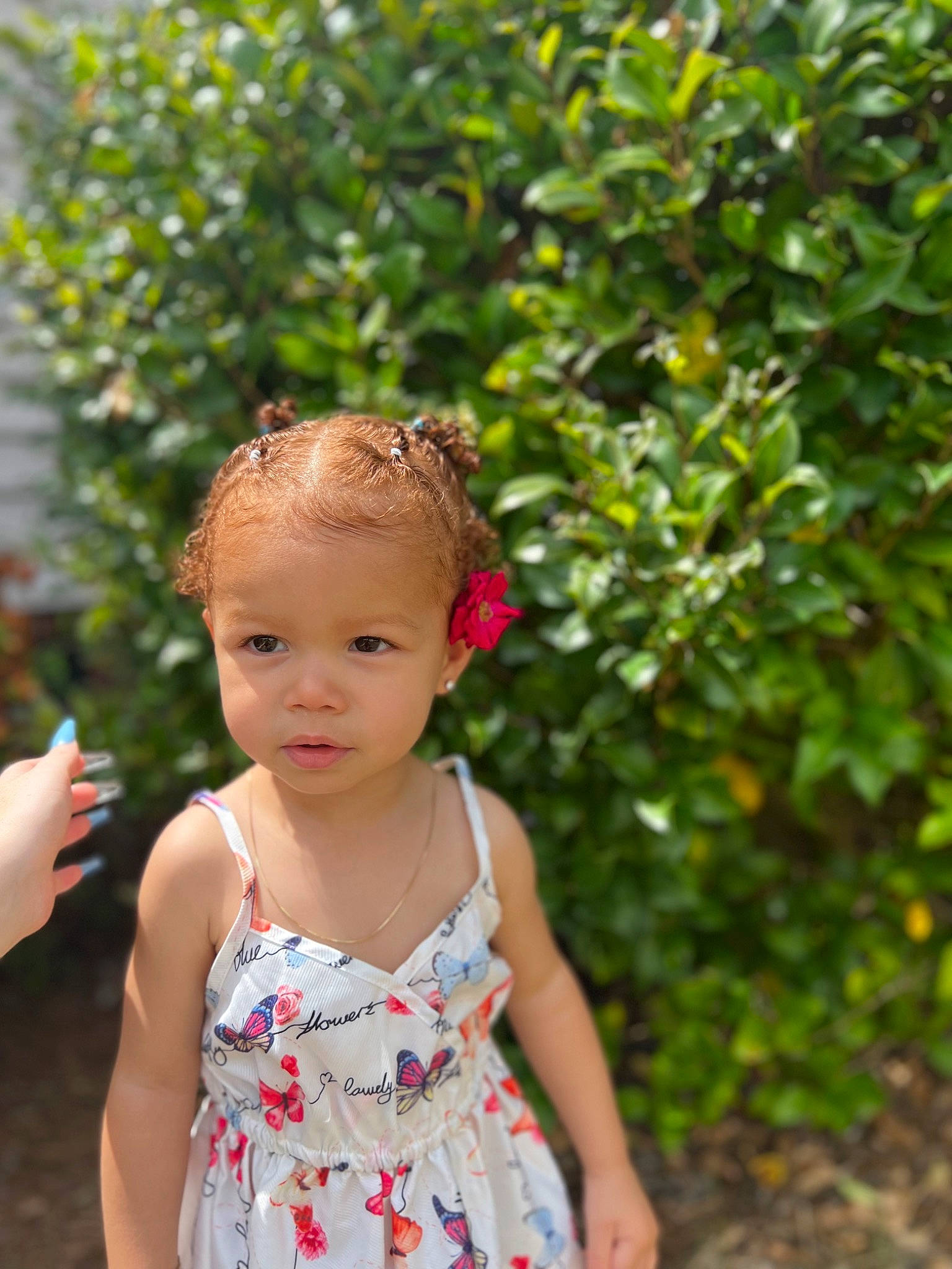 Angela is registered to the contest to win money with this photo: baby, baby_toddler_clothing, clothing, day_dress, dress, eye, grass, hair, happy, iris, leaf, lip, people_in_nature, person, plant, skin, sleeve, summer, toddler, tree
