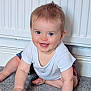 Freddie joined the competition — help win amazing prizes! baby, blue_eyes, carpet, child, crawling, floor, foot, hair, hand, happy, indoor, play, radiator, rubiks_cube, shorts, skin, smiling, toddler, toy, white_shirt