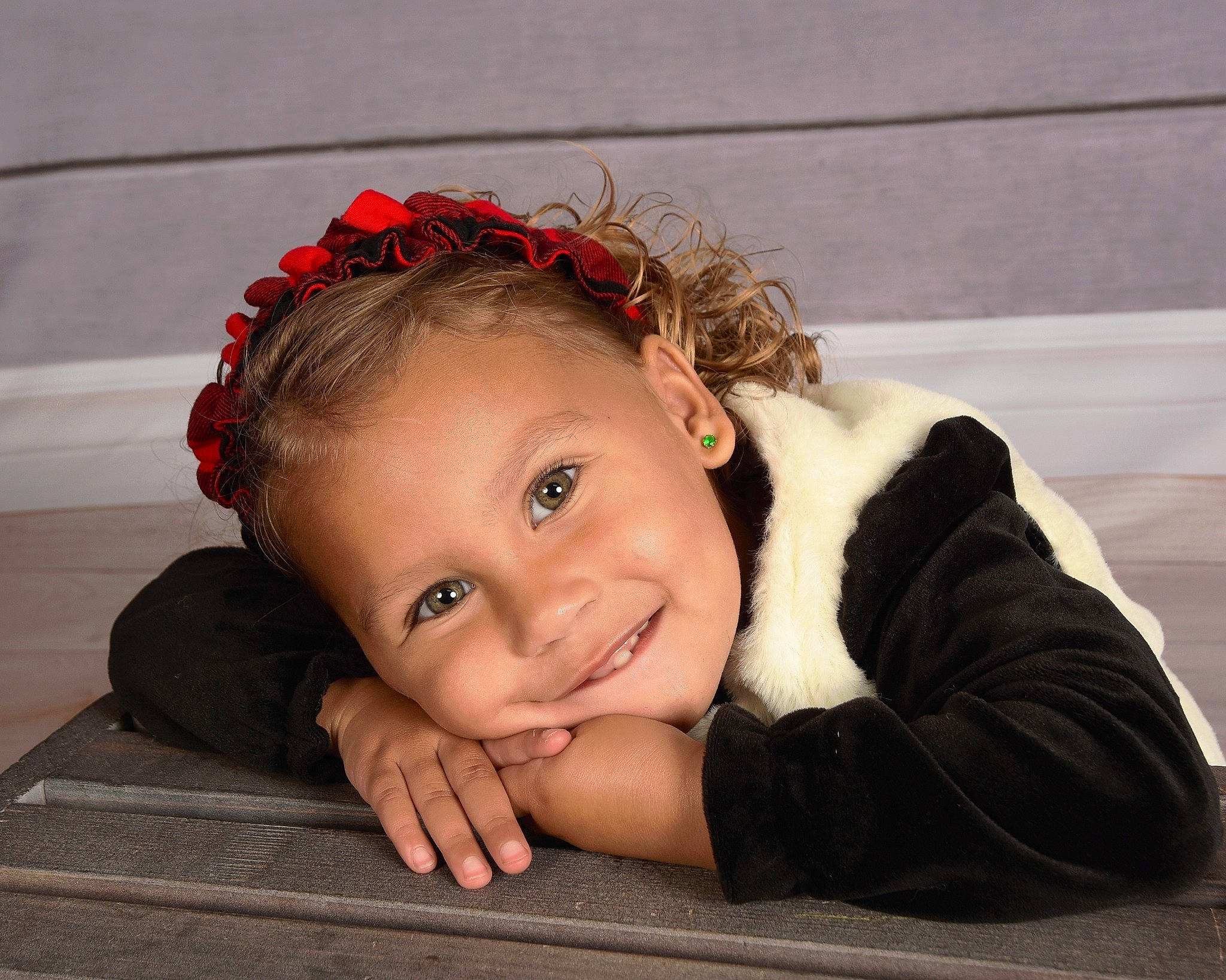 Gracyn joined the competition — help win amazing prizes! baby, baby_toddler_clothing, cheek, child, fashion_accessory, flash_photography, floor, flooring, fun, fur, hair_accessory, happy, headband, headpiece, iris, joy, lip, person, sitting, smile