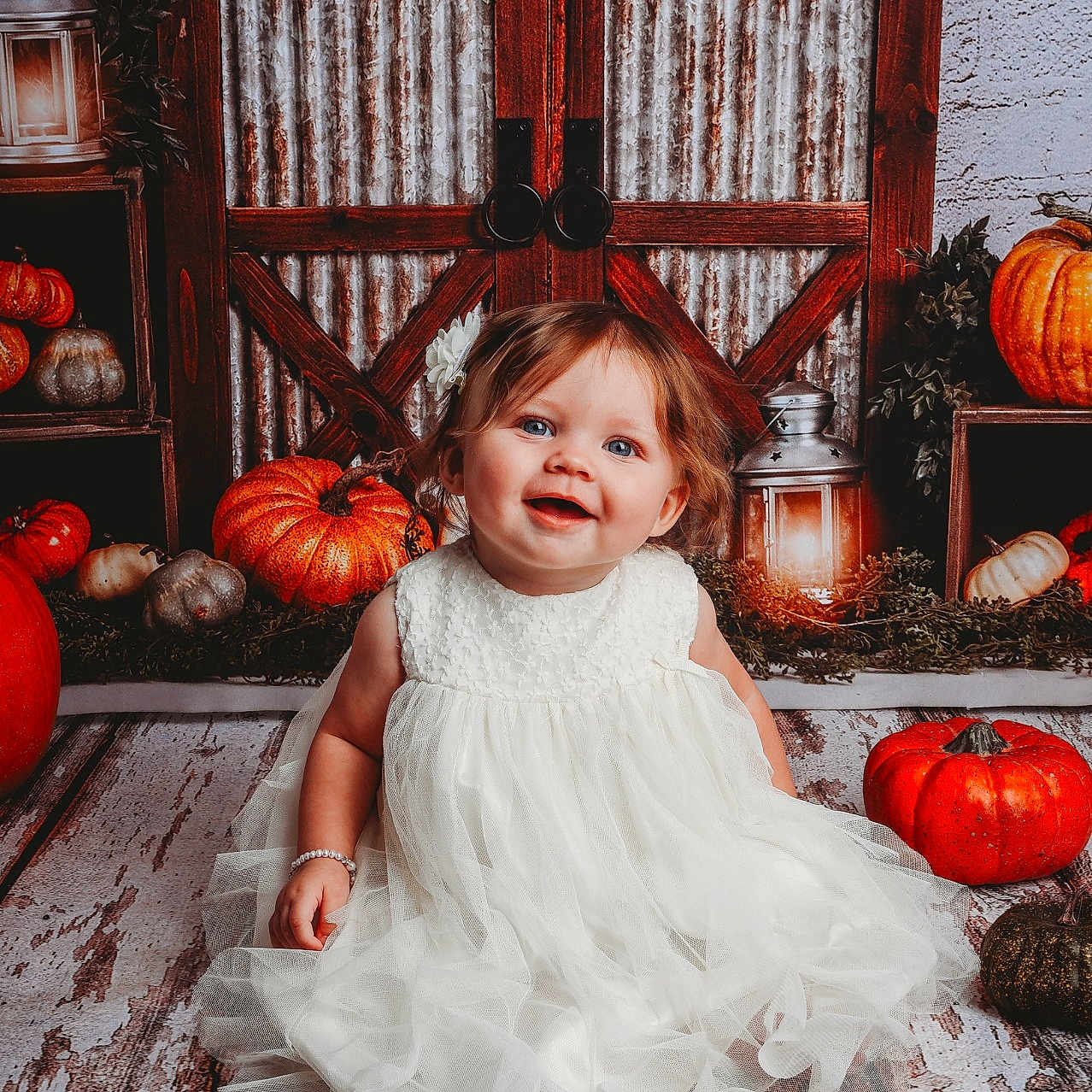 Wrenlee joined the competition — help win amazing prizes! baby, clothing, dress, face, festival, food, halloween, happy, head, leaf, person, photography, plant, portrait, produce, pumpkin, smile, squash, vegetable, wood