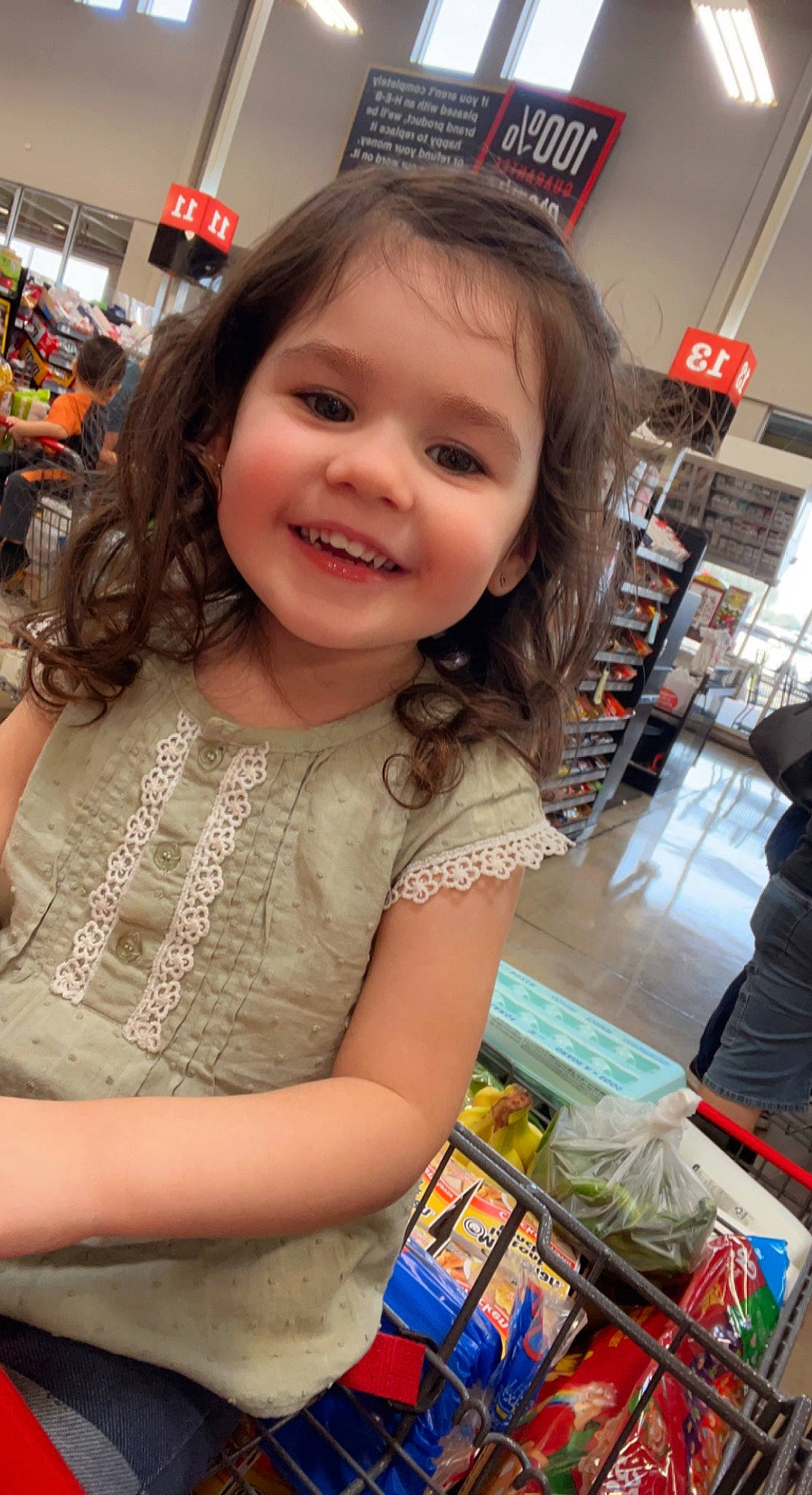 Aviana is registered to the contest to win money with this photo: child, convenience_store, customer, event, fun, grocery_store, happy, joy, leisure, long_hair, party, person, retail, shopping, skin, smile, t_shirt, toddler, vacation