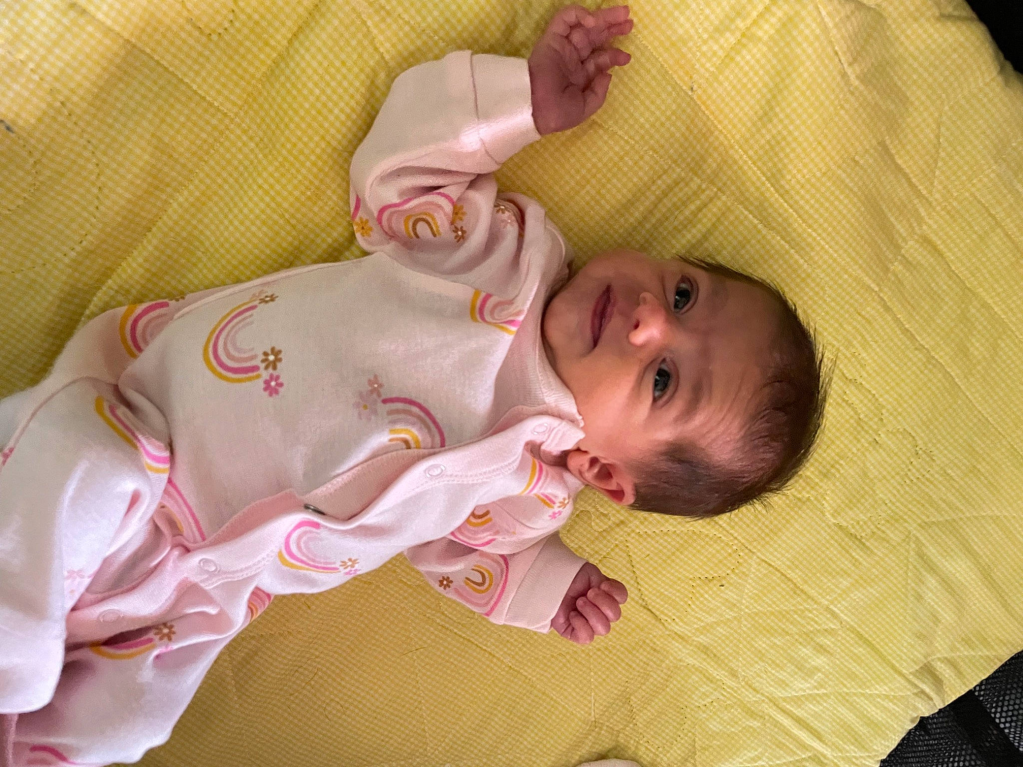 Evelyn is registered to the contest to win money with this photo: baby, baby_products, baby_safety, baby_sleeping, baby_toddler_clothing, bedding, bedtime, blanket, child, comfort, happy, linens, nap, nightwear, person, room, skin, sleep, smile, textile
