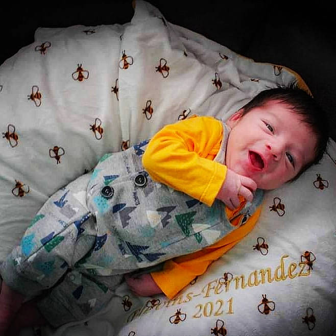 Cesar joined the competition — help win amazing prizes! baby, baby_products, baby_safety, baby_sleeping, baby_toddler_clothing, bedding, bedtime, child, cloud, comfort, design, happy, linens, orange, pattern, person, product, sleeve, t_shirt, textile