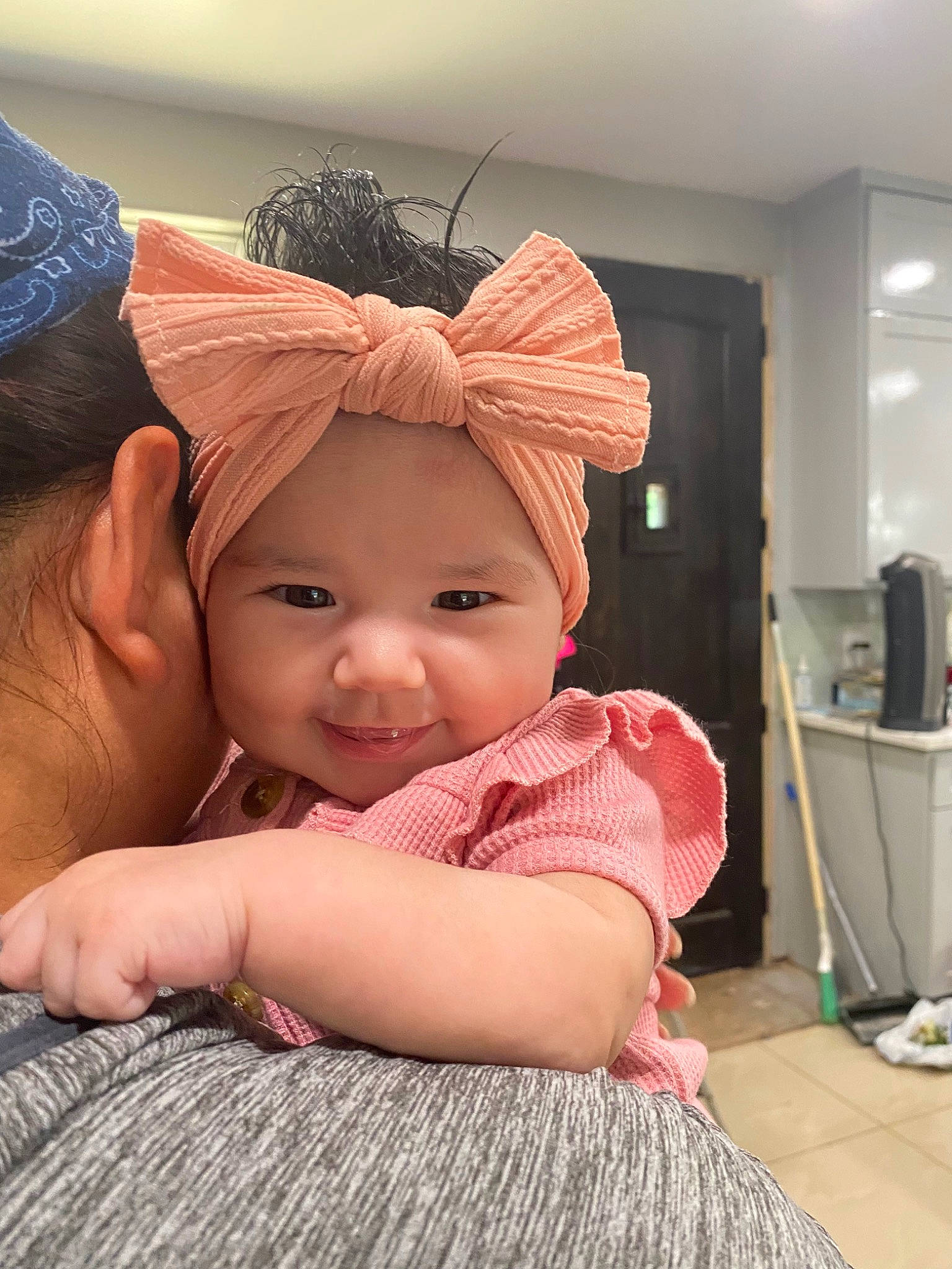 Celeste is registered to the contest to win money with this photo: baby, baby_toddler_clothing, cap, cheek, child, chin, eye, finger, flooring, gesture, happy, headgear, headpiece, headwear, lip, person, pink, skin, smile, textile