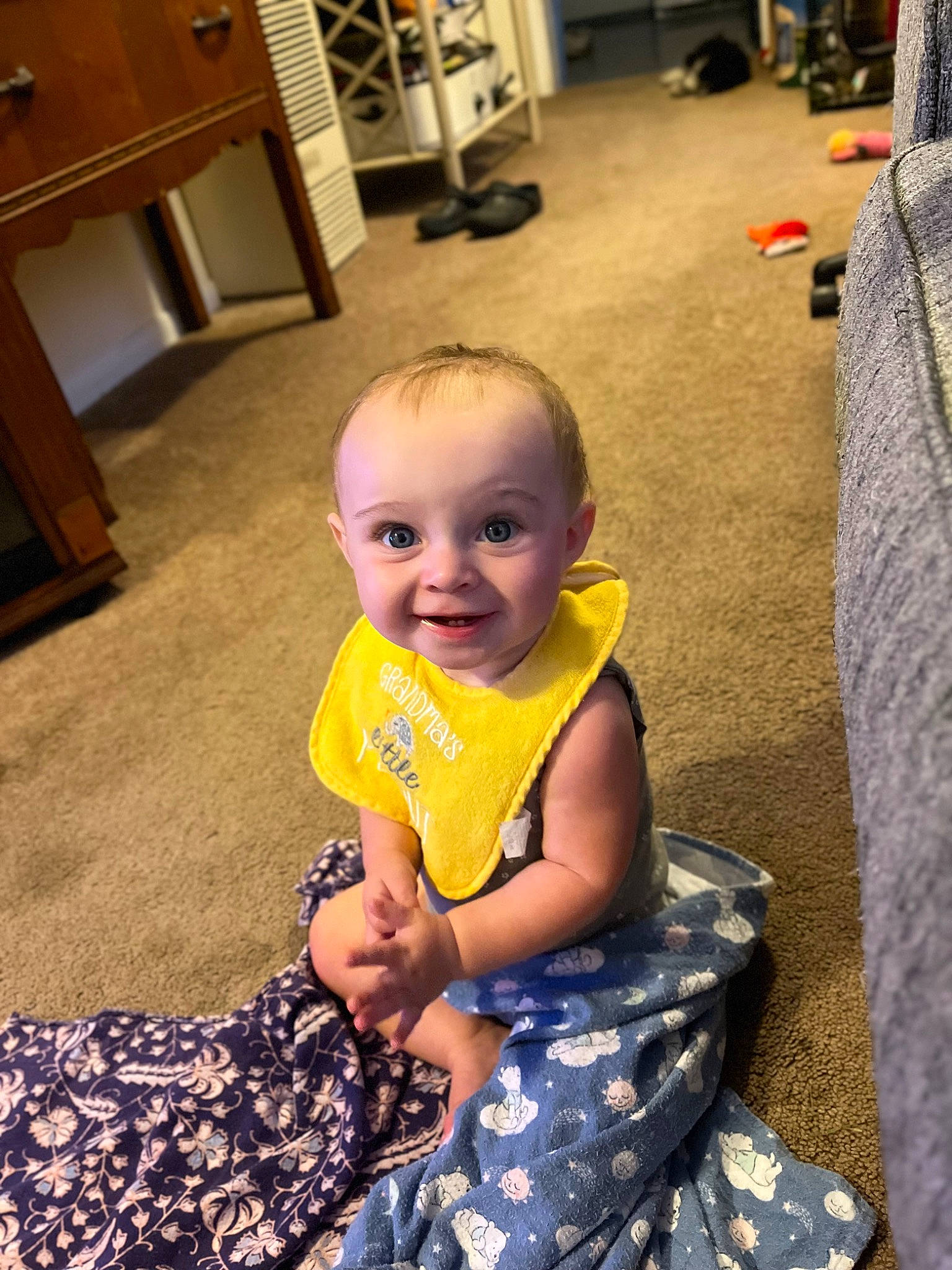 Koda is registered to the contest to win money with this photo: baby_toddler_clothing, black, cabinetry, child, drawer, eye, floor, flooring, fun, hairstyle, happy, hardwood, iris, joint, joy, person, skin, smile, snapshot, standing